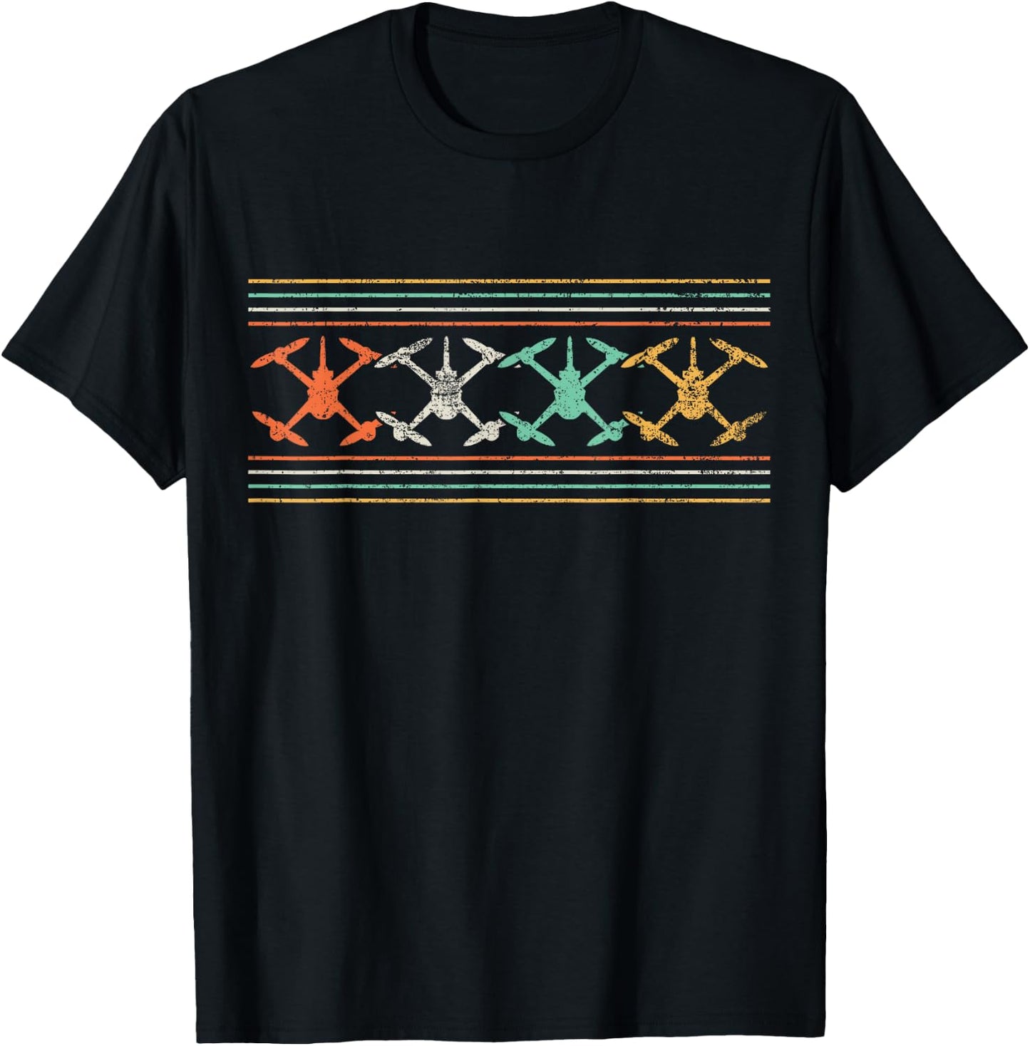Drone Quadcopter FPV UAV Vintage T-Shirt - T-Shirt | Black