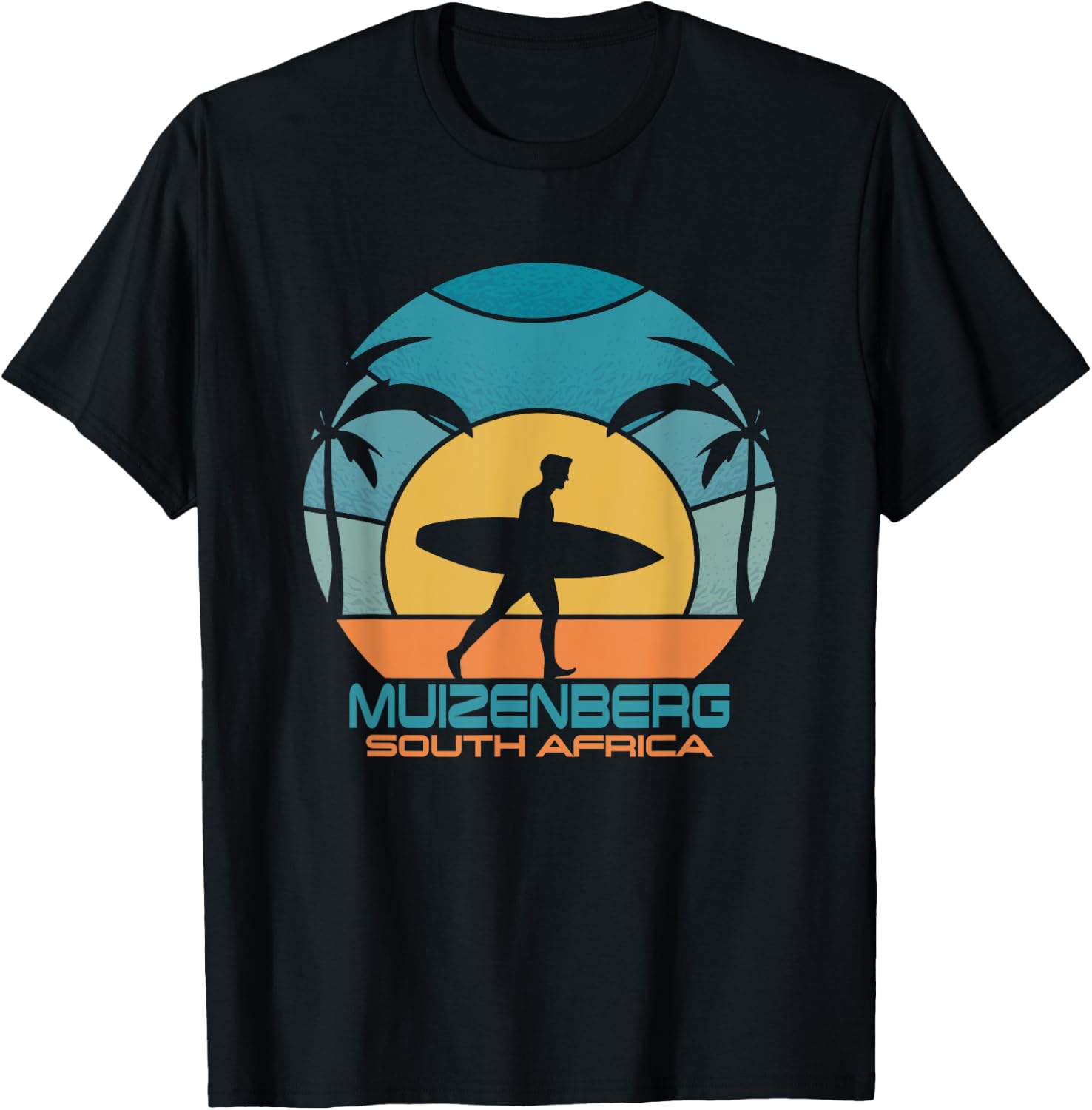 Muizenberg Surfing Beach Retro Surfing Summer Vacation T-Shirt - T-Shirt | Black