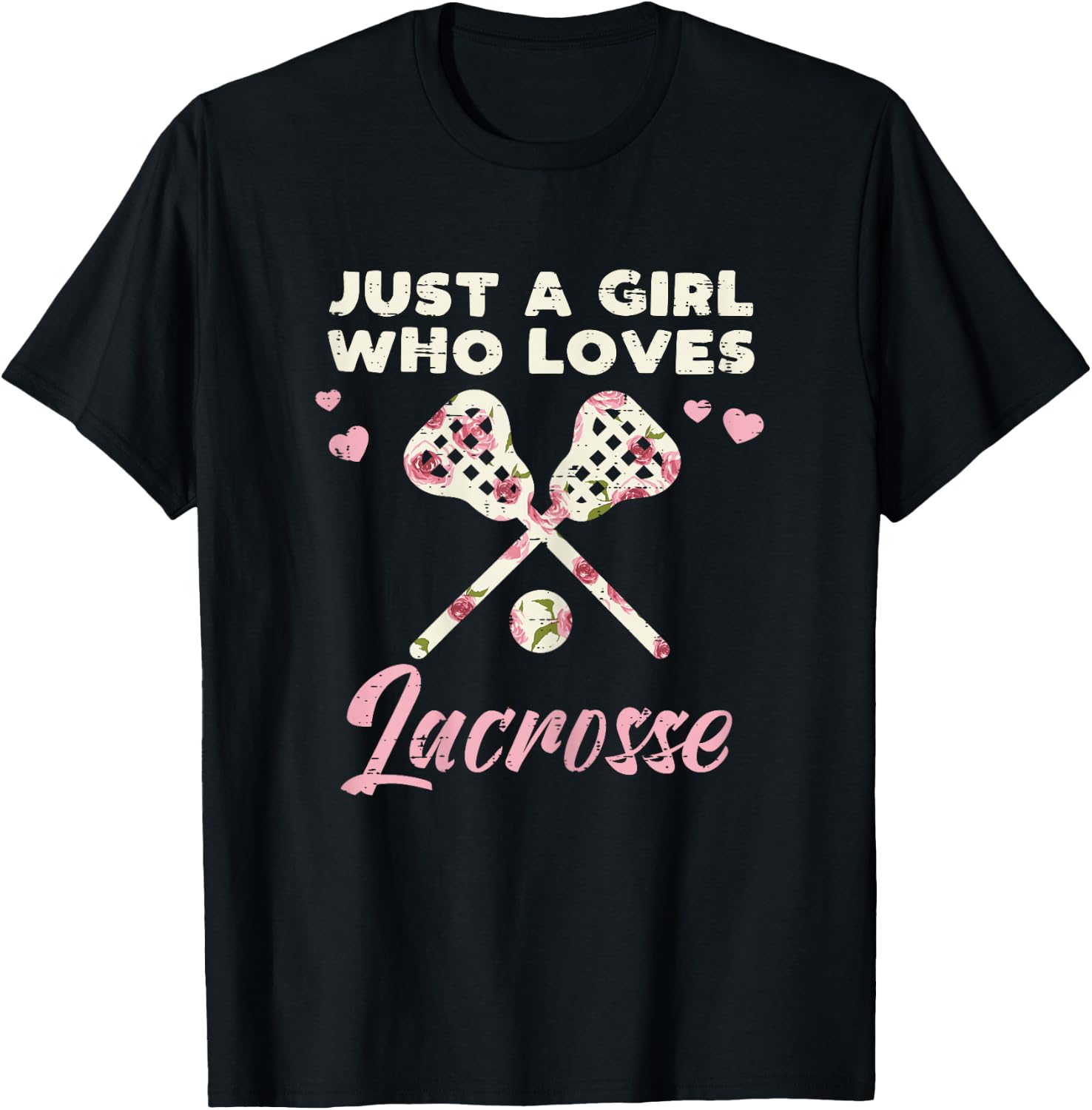 Just A Girl Who Loves Lacrosse Lax Player Goalie Girls Women T-Shirt - T-Shirt | Black