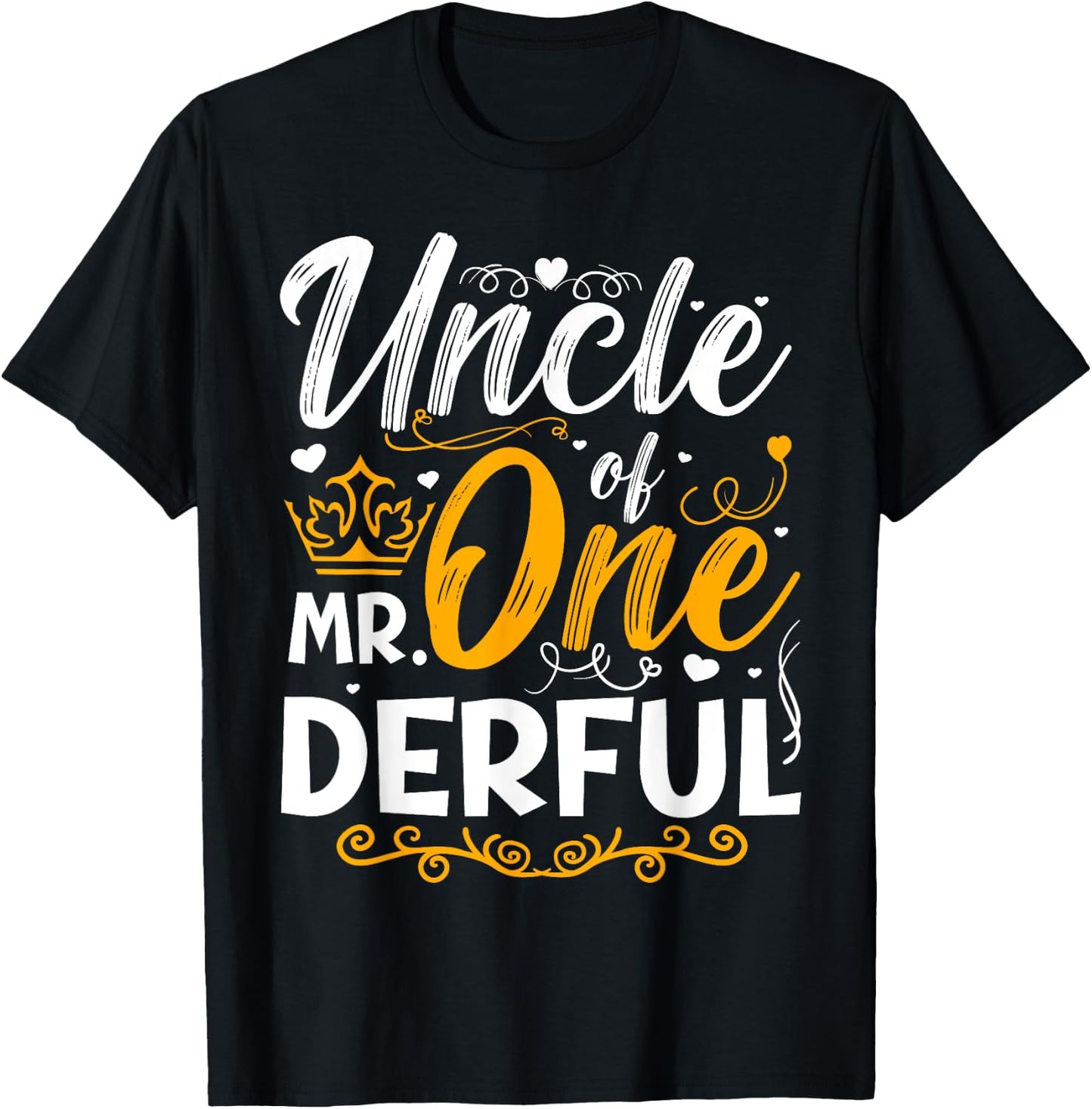 Uncle of Mr One Derful Party Matching Family 1st Birthday T-Shirt - T-Shirt | Black