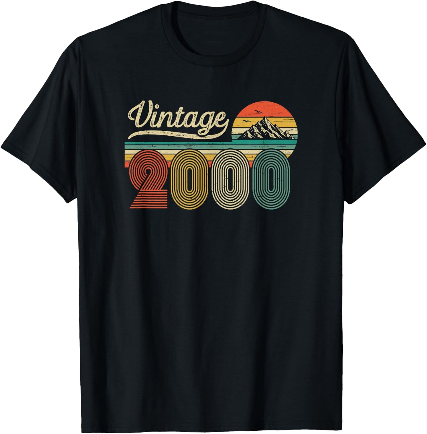 26th Birthday Man Woman - Vintage Born in 2000 Classic Retro T-Shirt - T-Shirt | Black