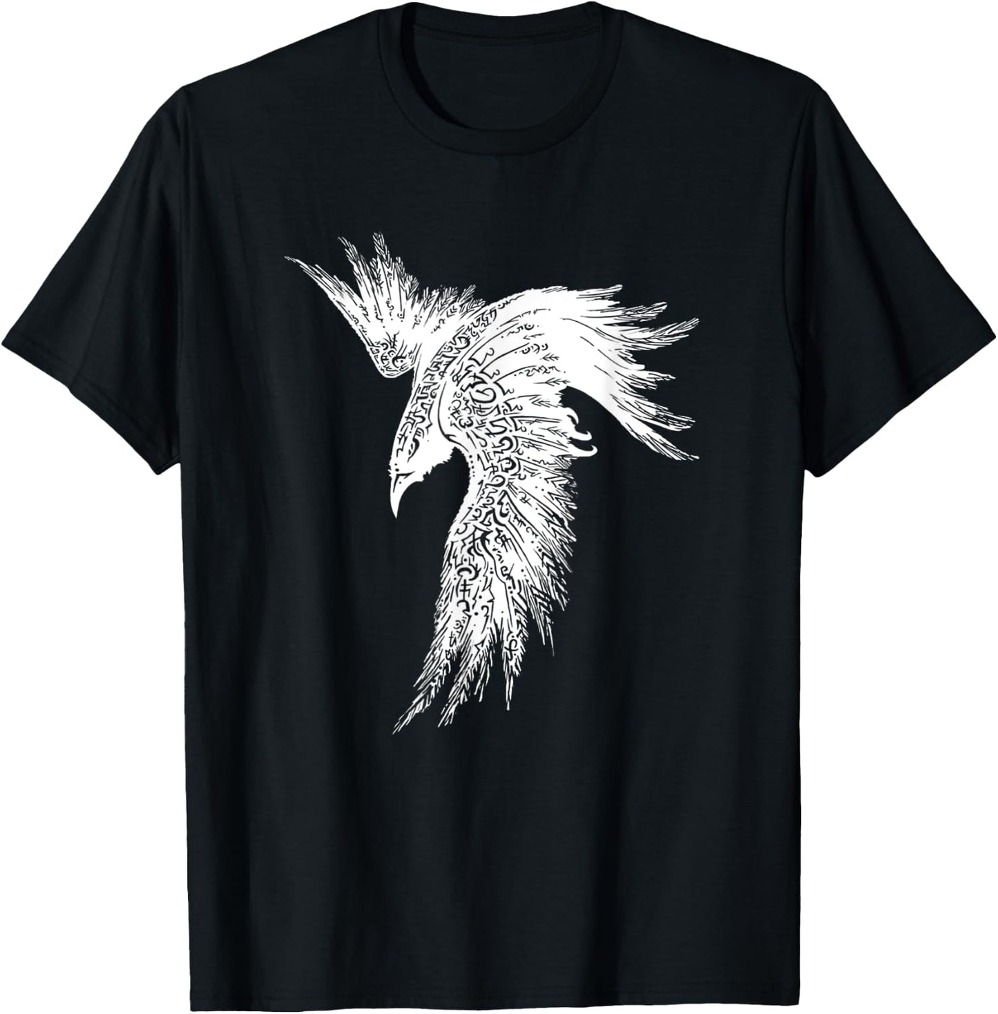 Viking Raven Norse Mythology Beautiful Art Symbols T-Shirt - T-Shirt | Black