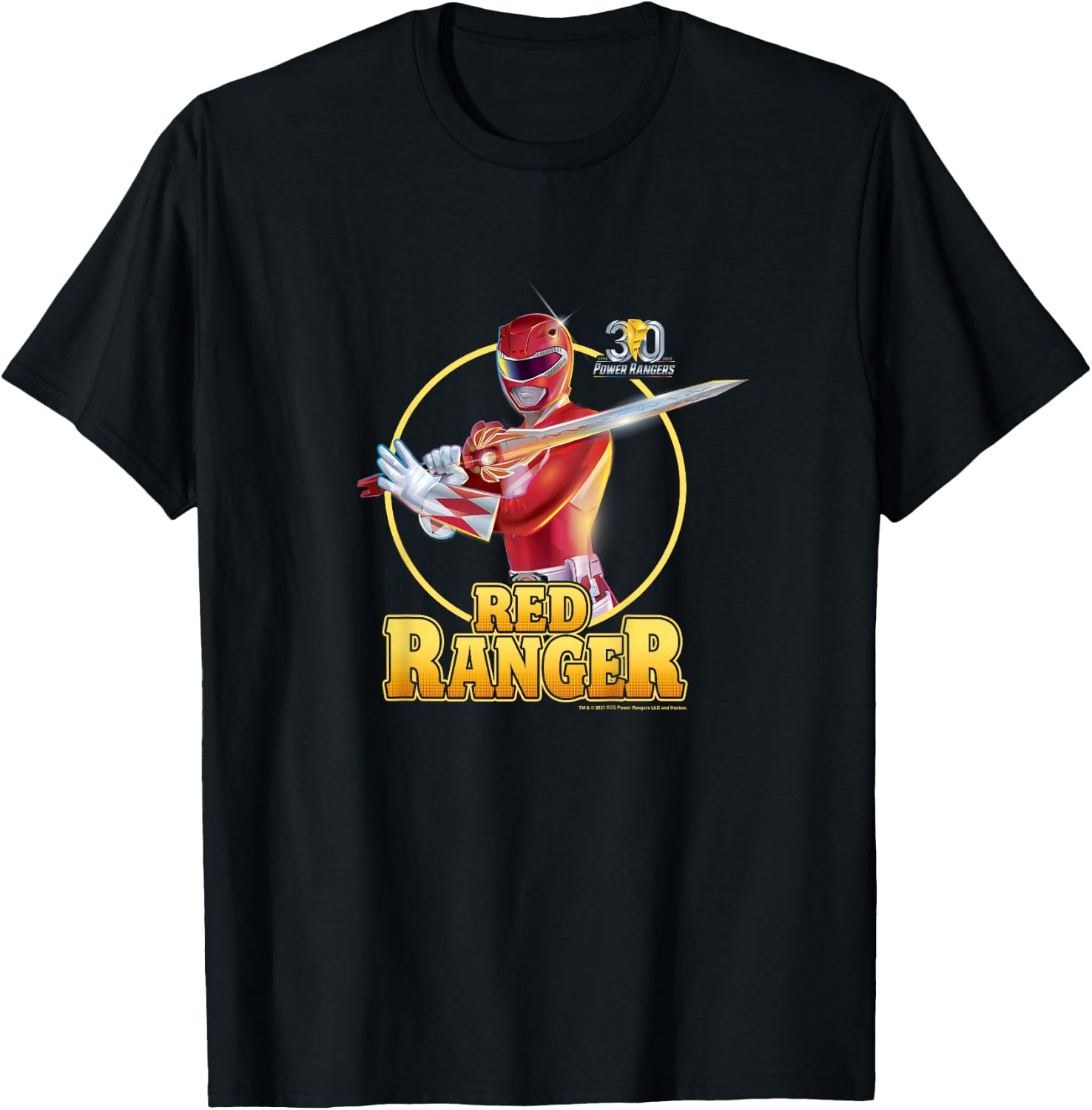 Power Rangers 30th Anniversary Red Ranger Vintage Portrait T-Shirt - T-Shirt | Black
