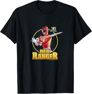 Power Rangers 30th Anniversary Red Ranger Vintage Portrait T-Shirt - T-Shirt | Black