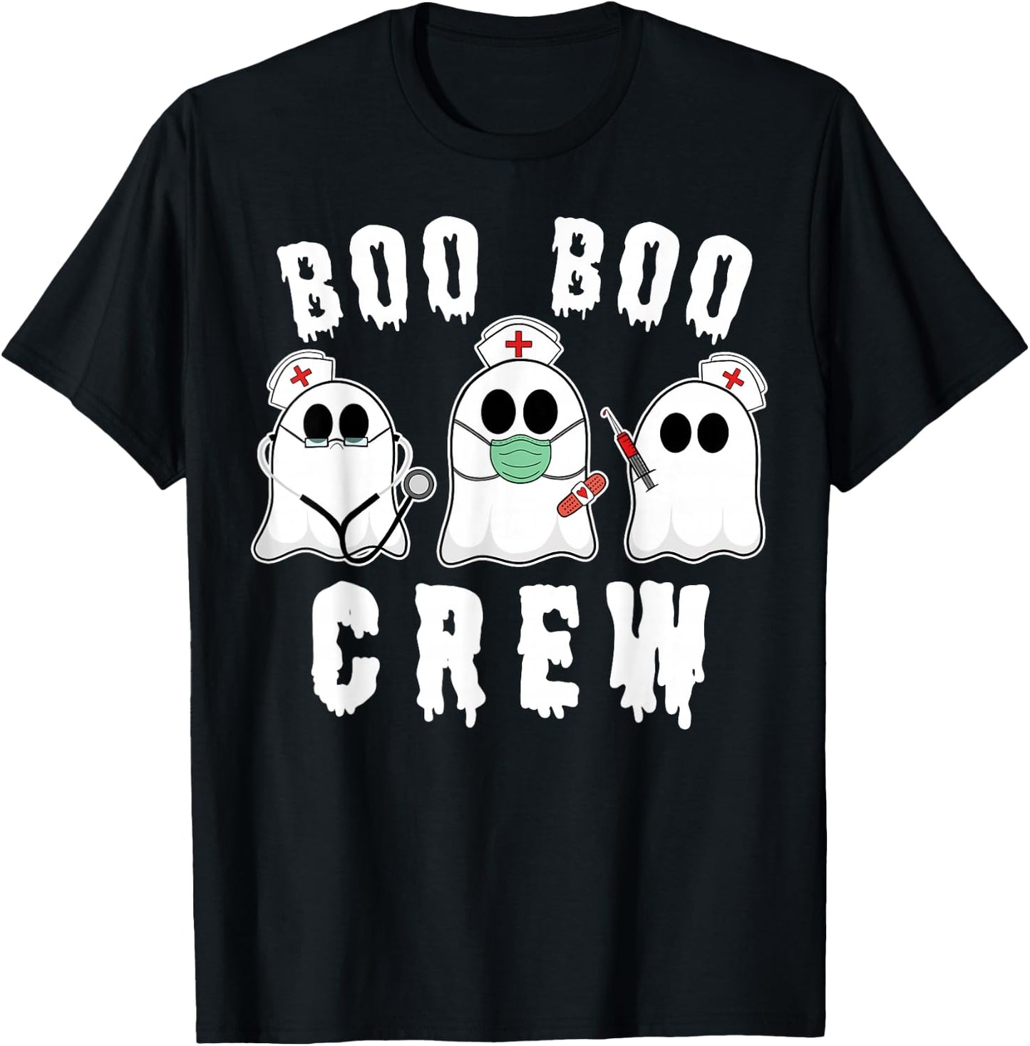 Boo Boo Crew Funny Nurse Halloween Ghost Costume T-Shirt - T-Shirt | Black