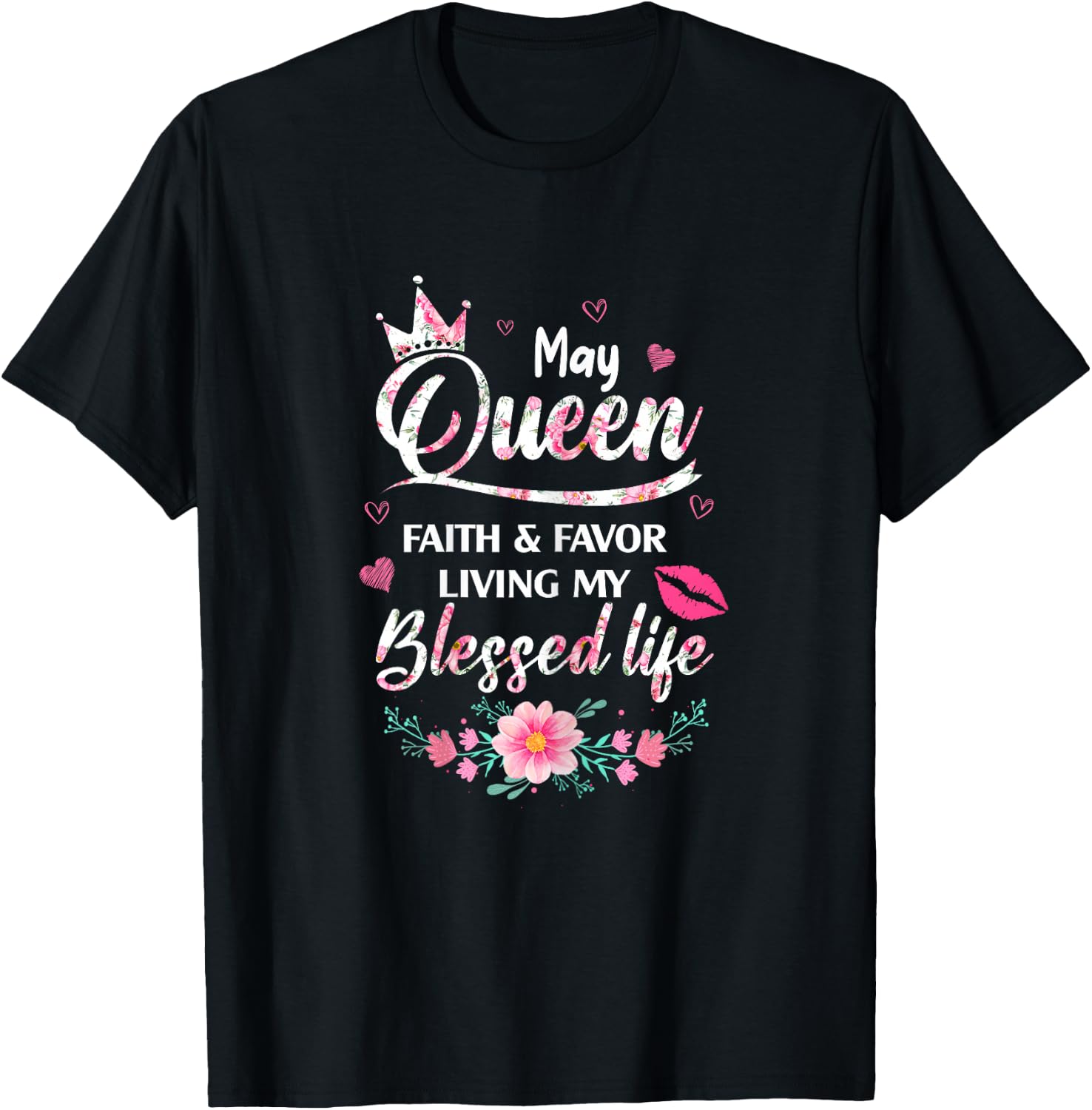 A Queen Was Born In May Birthday Girls Queen Bday T-Shirt - T-Shirt | Black
