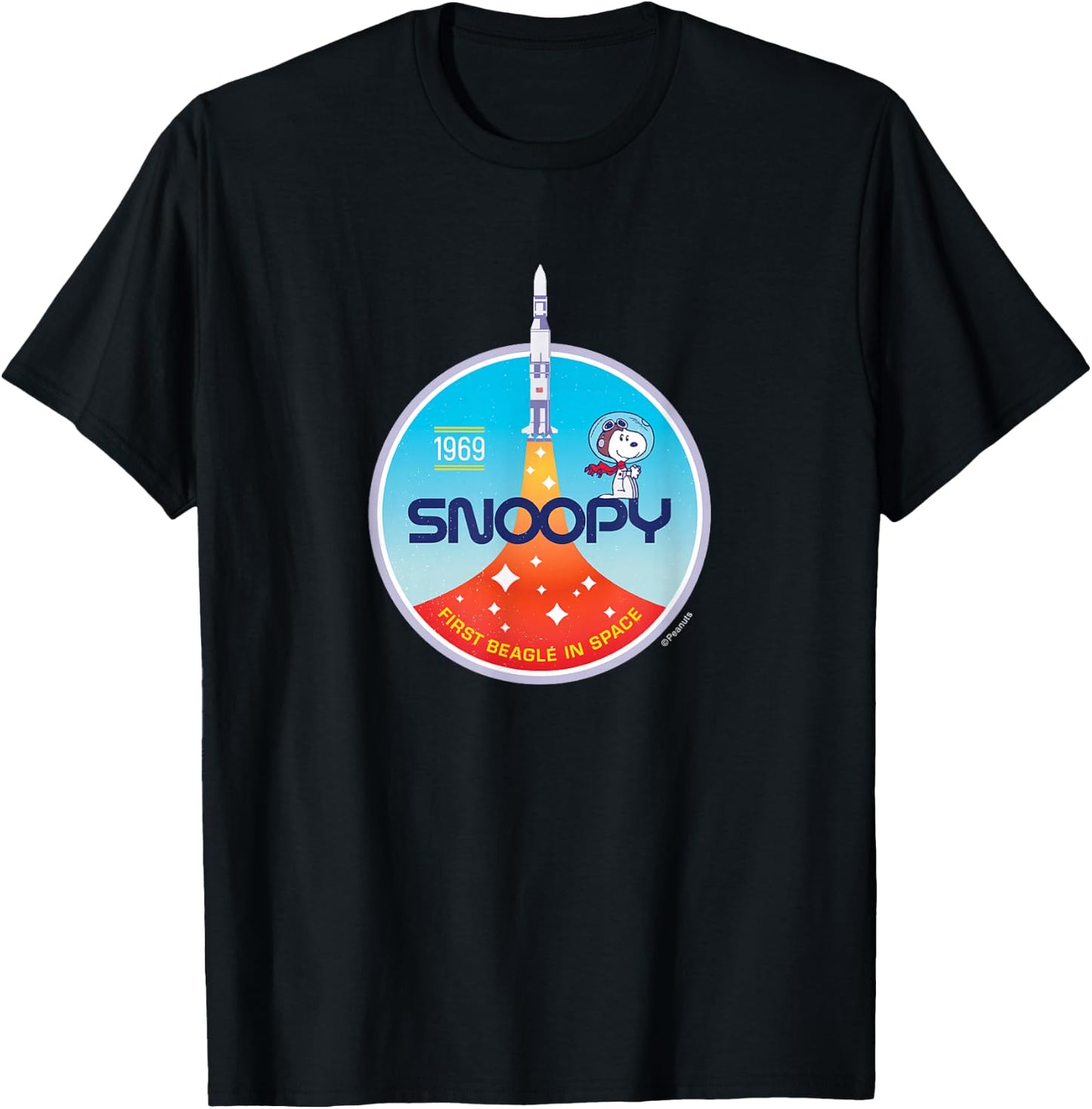 Peanuts - Snoopy Rocket Launch First Beagle In Space 1969 T-Shirt - T-Shirt | Black