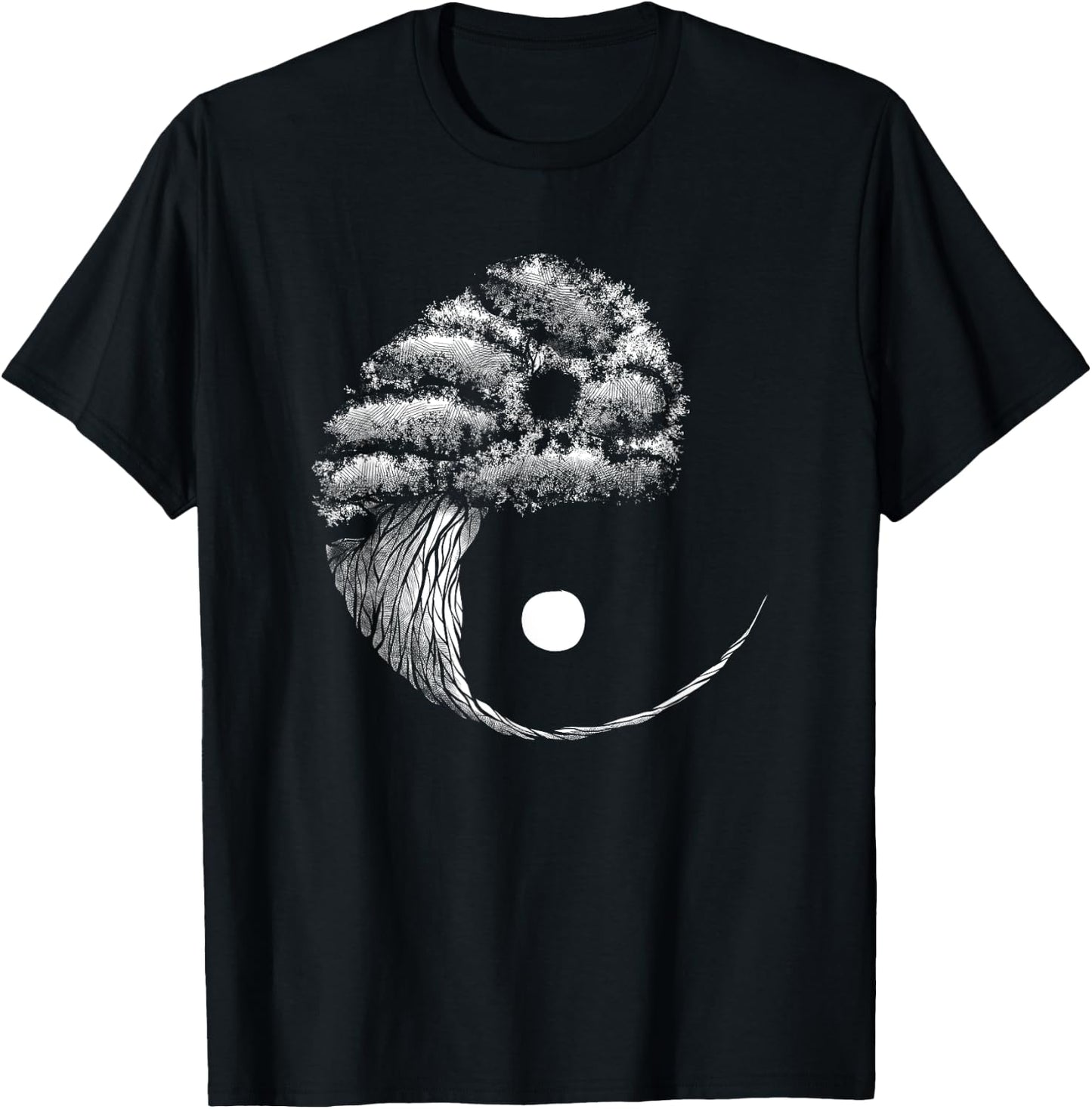 Cute Yin Yang Design Buddhist Men Women Bonsai Tree Lovers T-Shirt - T-Shirt | Black