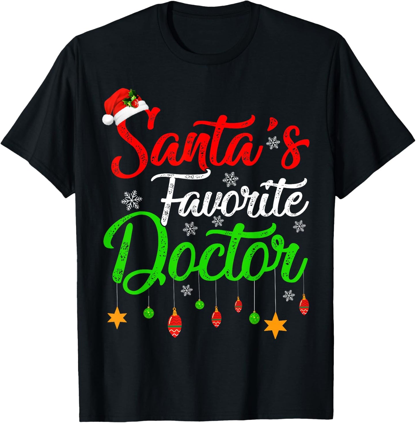Funny Xmas Santa's Favorite Doctor Christmas T-Shirt - T-Shirt | Black