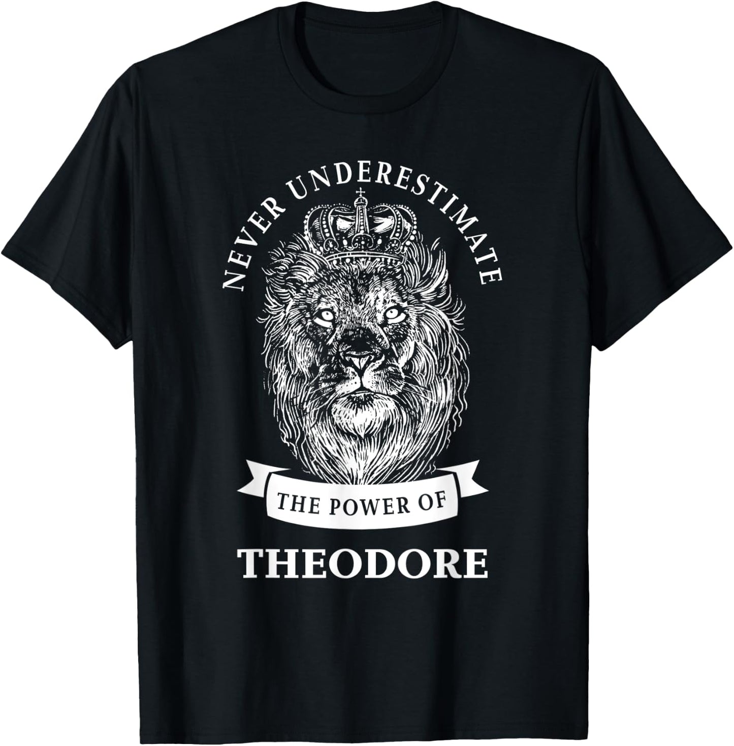 Theodore Gift Name Lion T-Shirt - T-Shirt | Black
