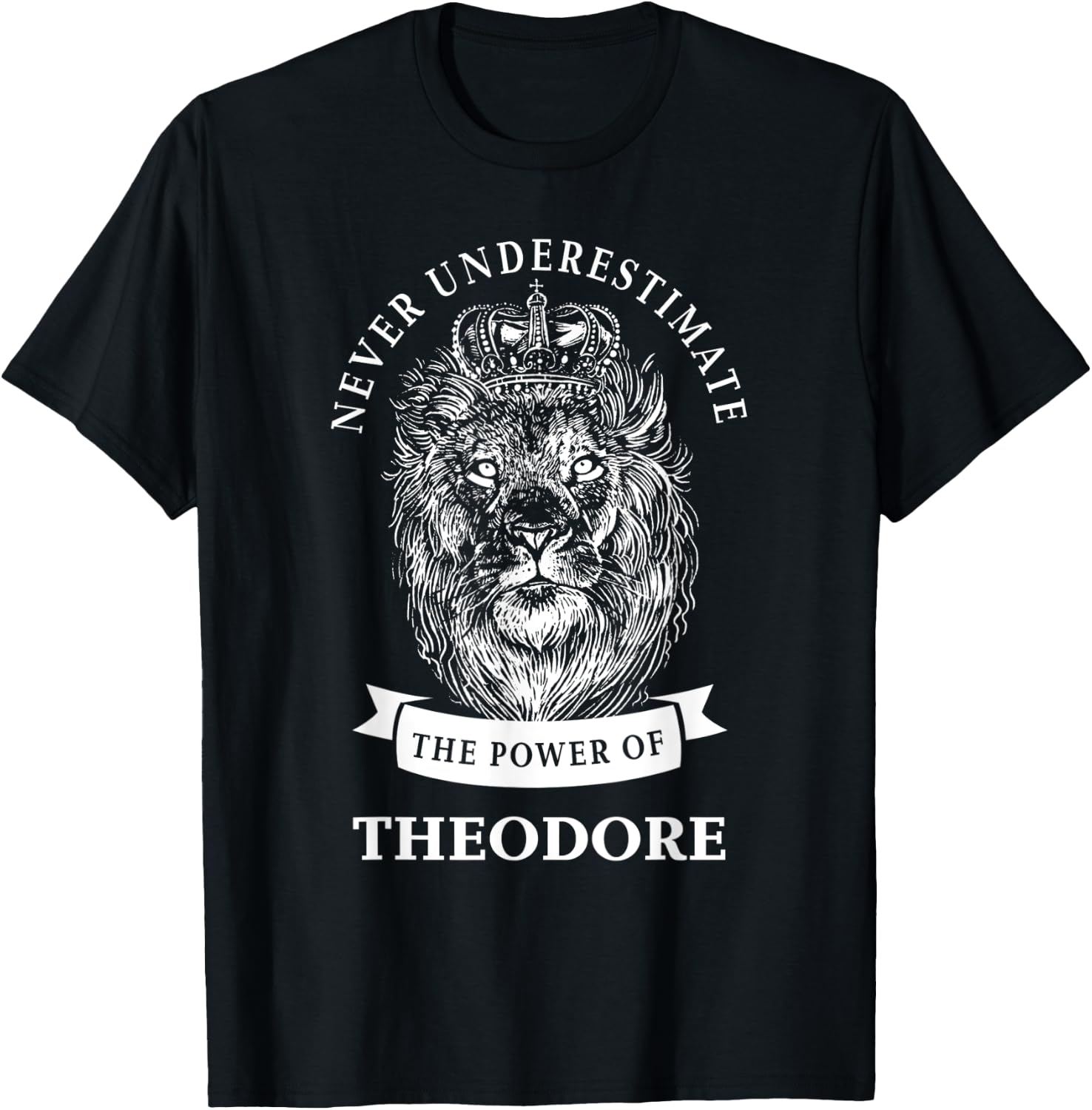 Theodore Gift Name Lion T-Shirt - T-Shirt | Black