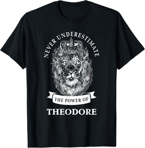 Theodore Gift Name Lion T-Shirt - T-Shirt | Black
