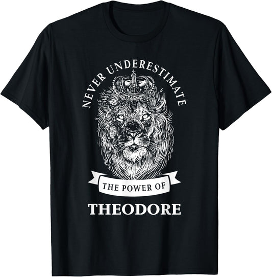 Theodore Gift Name Lion T-Shirt - T-Shirt | Black