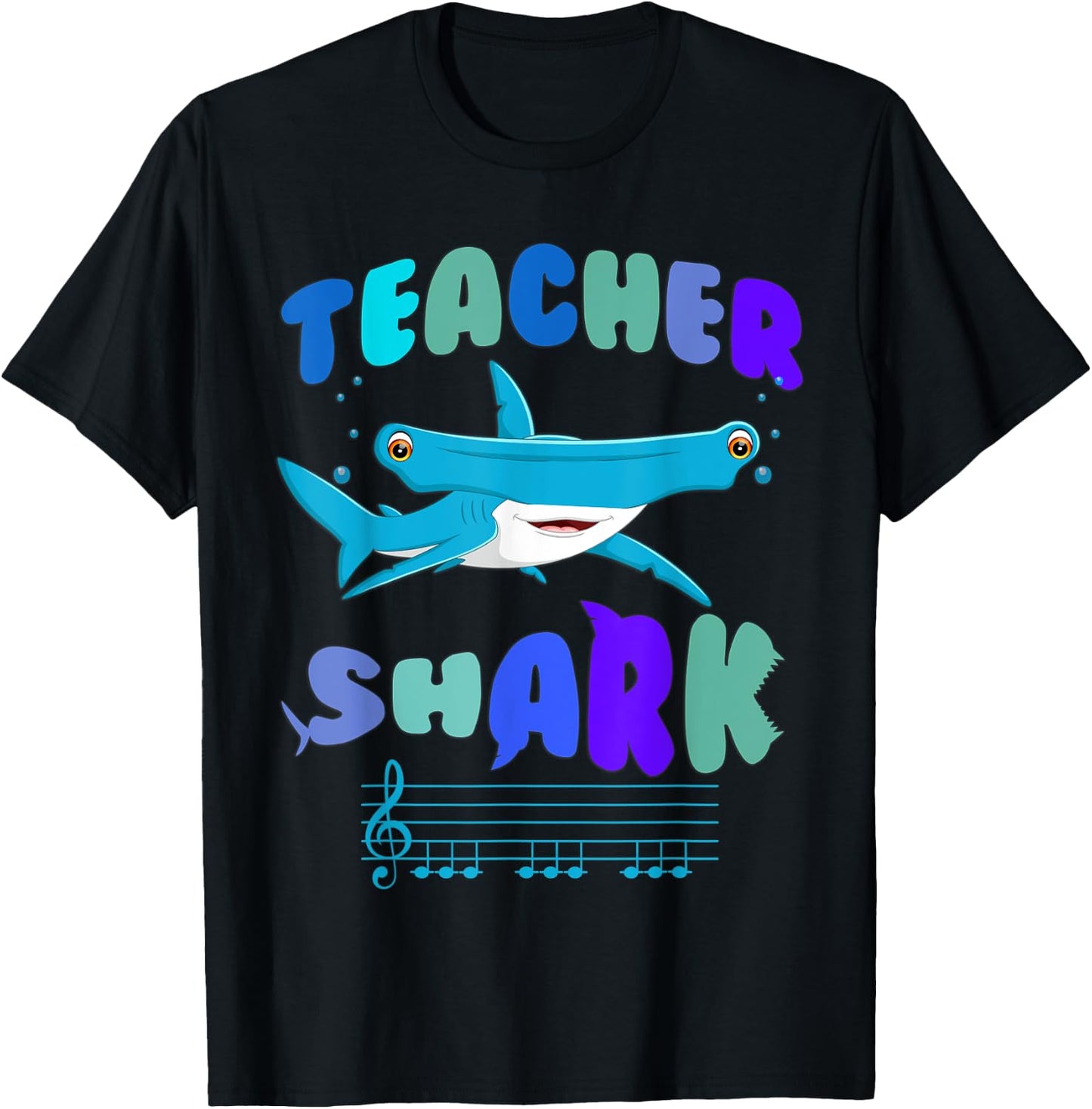 Teacher shark do your work hammerhead shark music Note men's T-Shirt - T-Shirt | Black