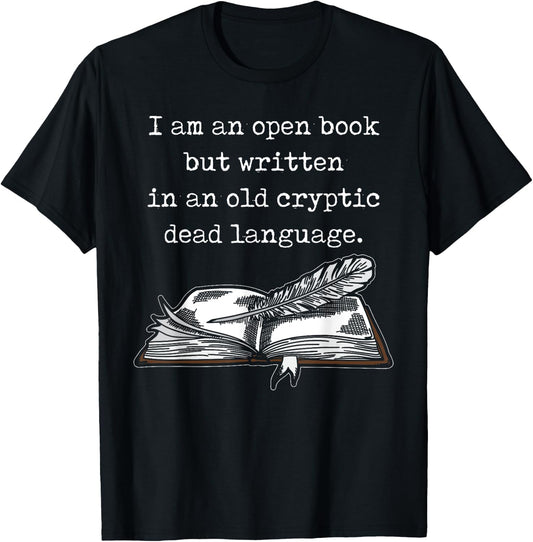 Dark Academia Aesthetic I Am An Open Book Graphic Vintage T-Shirt - T-Shirt | Black