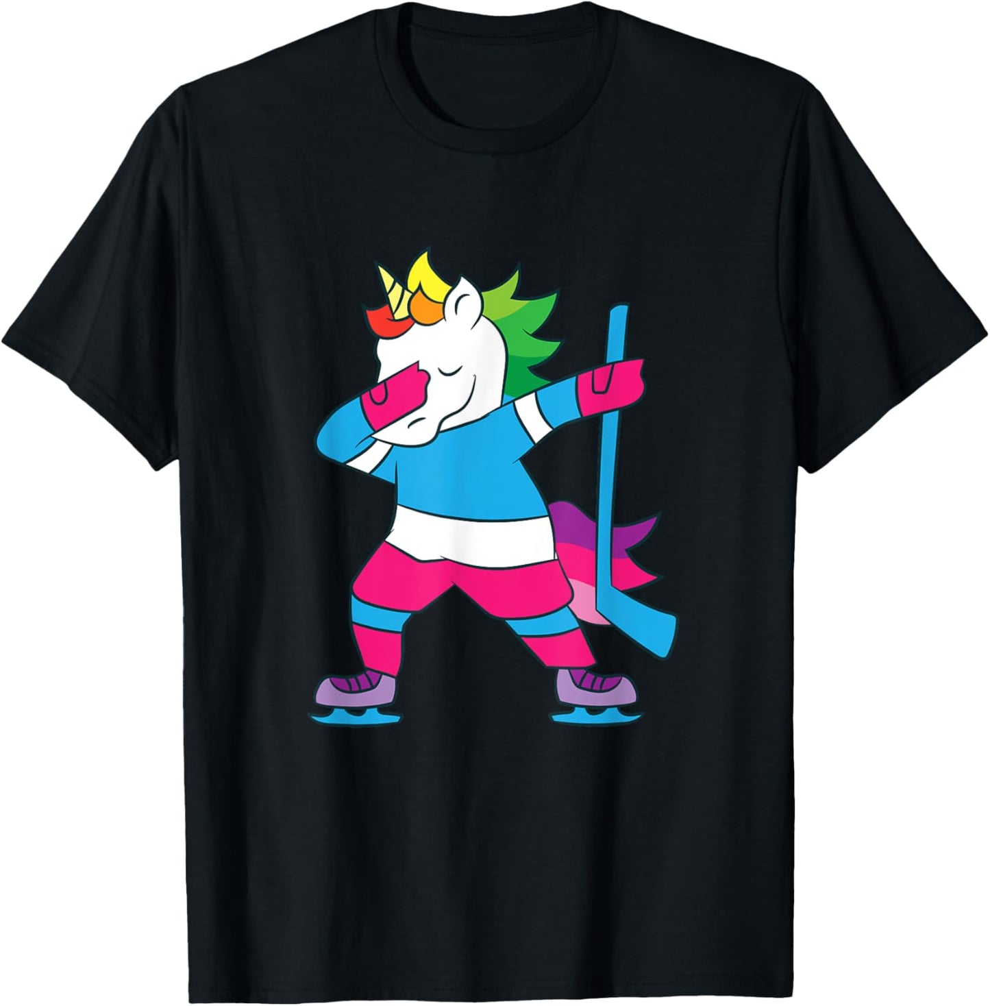 Dabbing Hockey Unicorn Ice Hockey Girls Unicorn T-Shirt - T-Shirt | Black