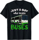 Just A Boy Who Loves Buses & Funny Bus Lovers T-Shirt - T-Shirt | Black