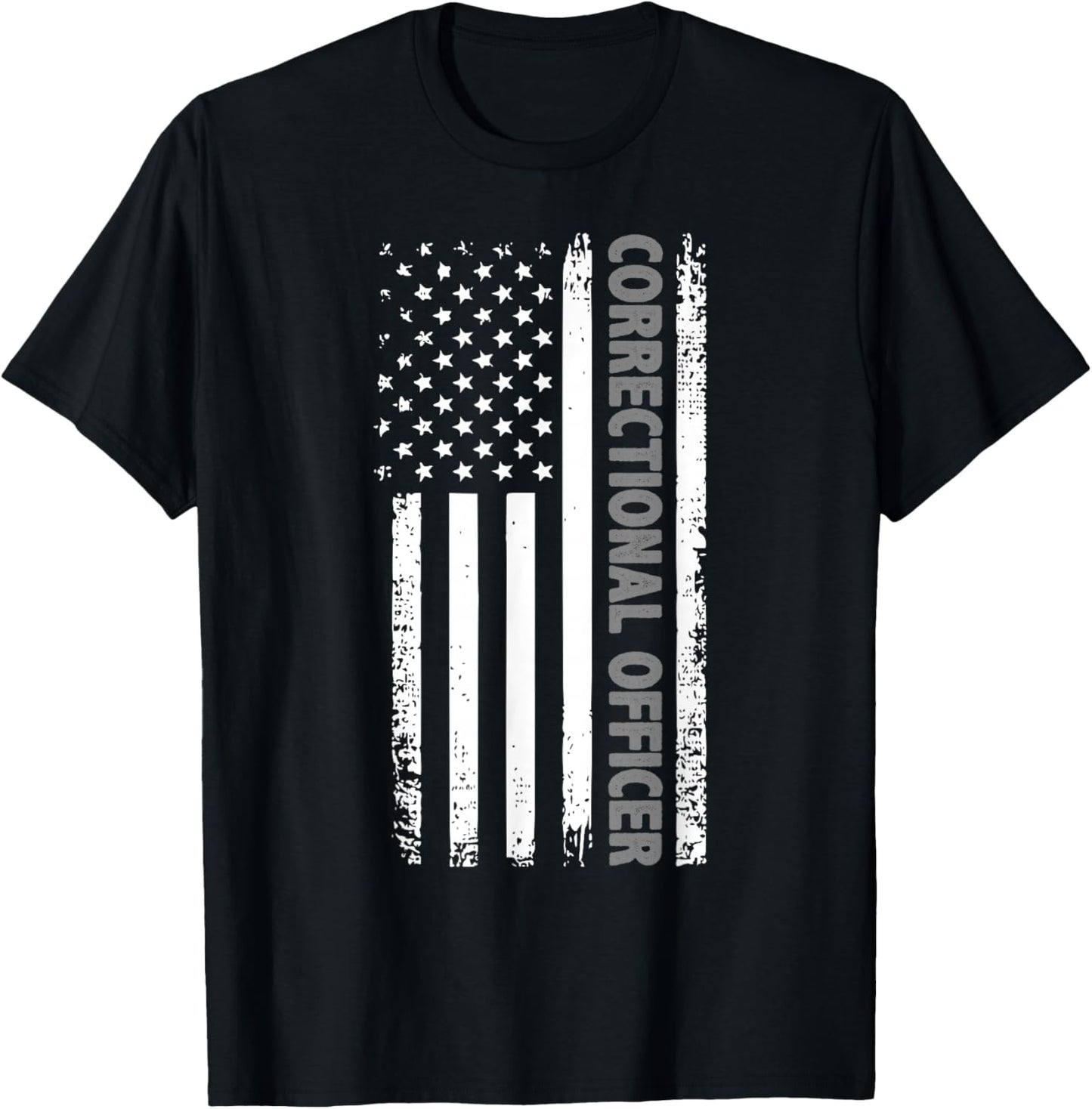 Correctional Officer American Flag T-Shirt - T-Shirt | Black