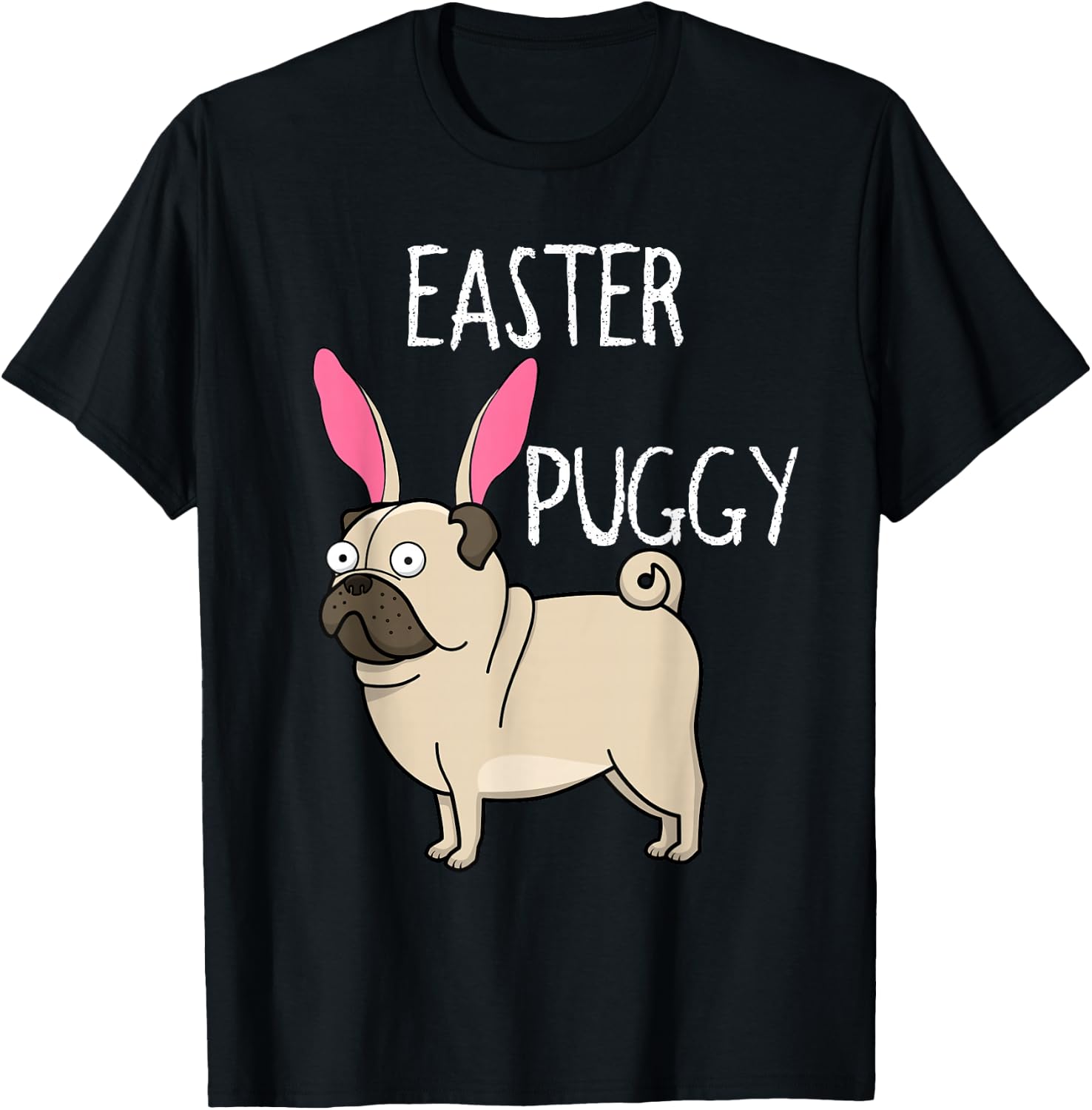 Easter Puggy Cute Dog Pug Holiday T-Shirt - T-Shirt | Black
