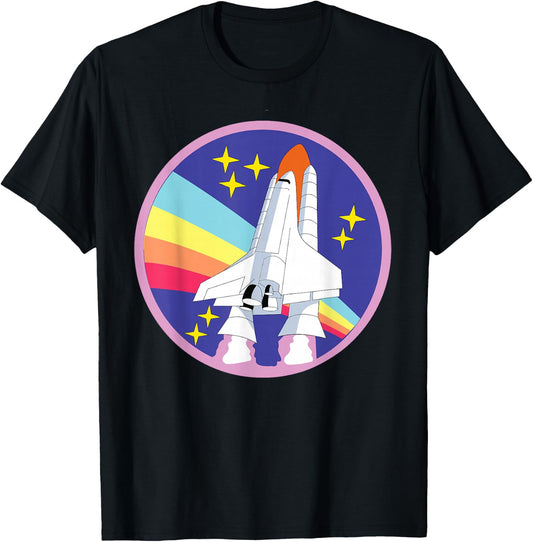 NASA Space Shuttle Purple Pink Rainbow T-Shirt - T-Shirt | Black