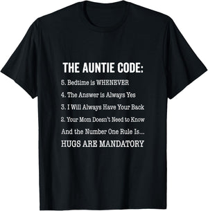 The Auntie Code Funny for Aunt Sarcastic Novelty Graphic T-Shirt - T-Shirt | Black