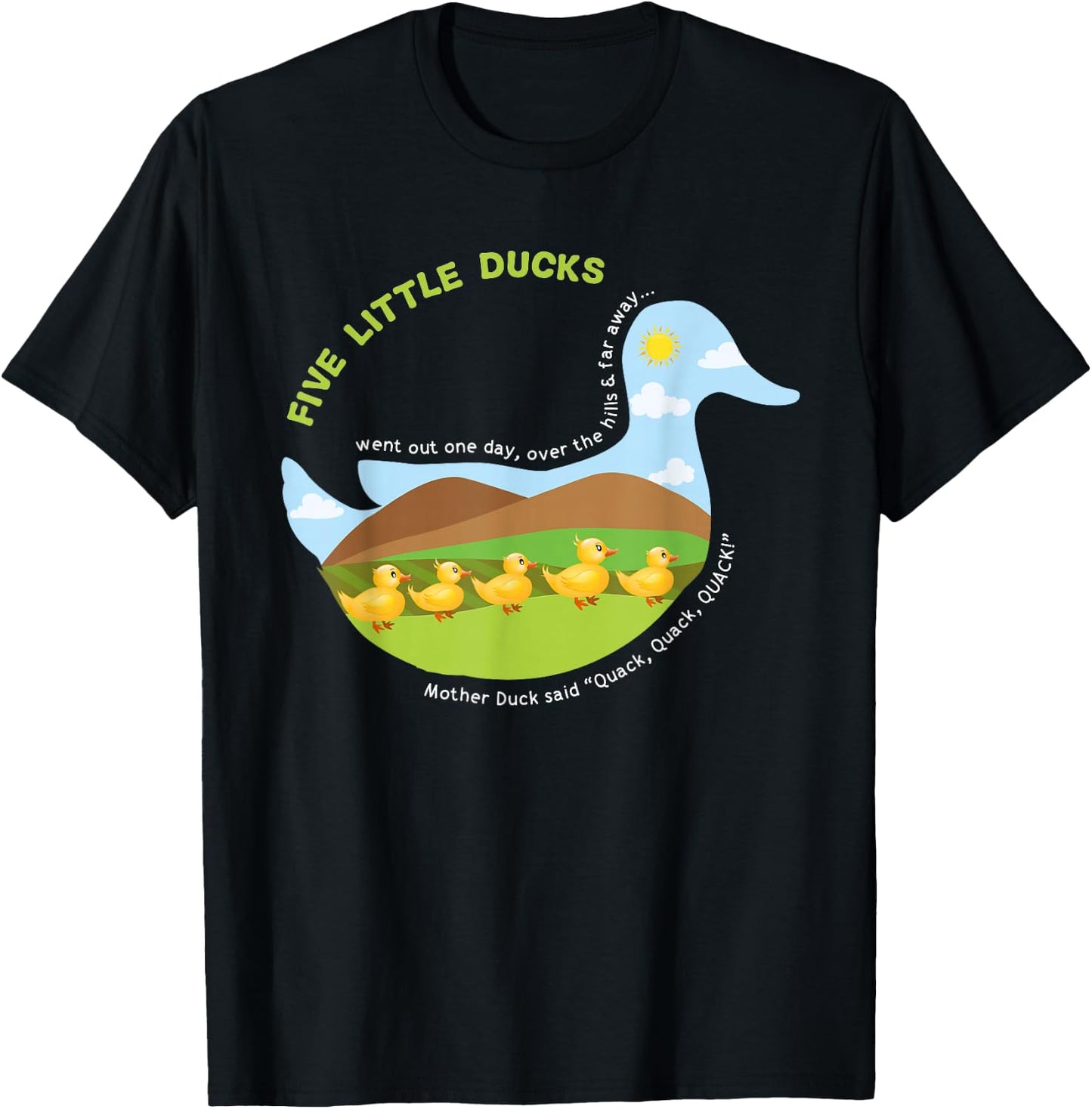 Five Little Ducks Mother Duck unique Nursery Rhymes T-Shirt - T-Shirt | Black