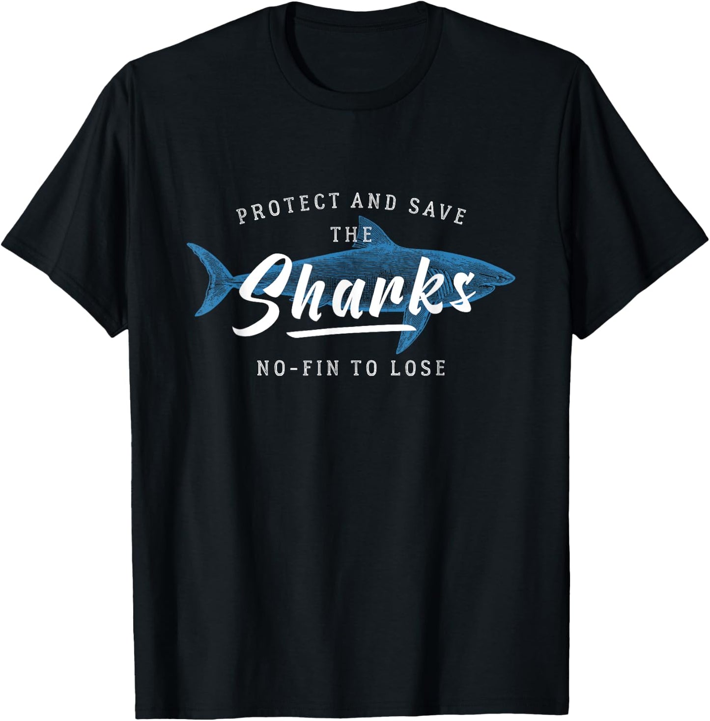 Shark Word Game with a Fin Save the Sharks T-Shirt - T-Shirt | Black