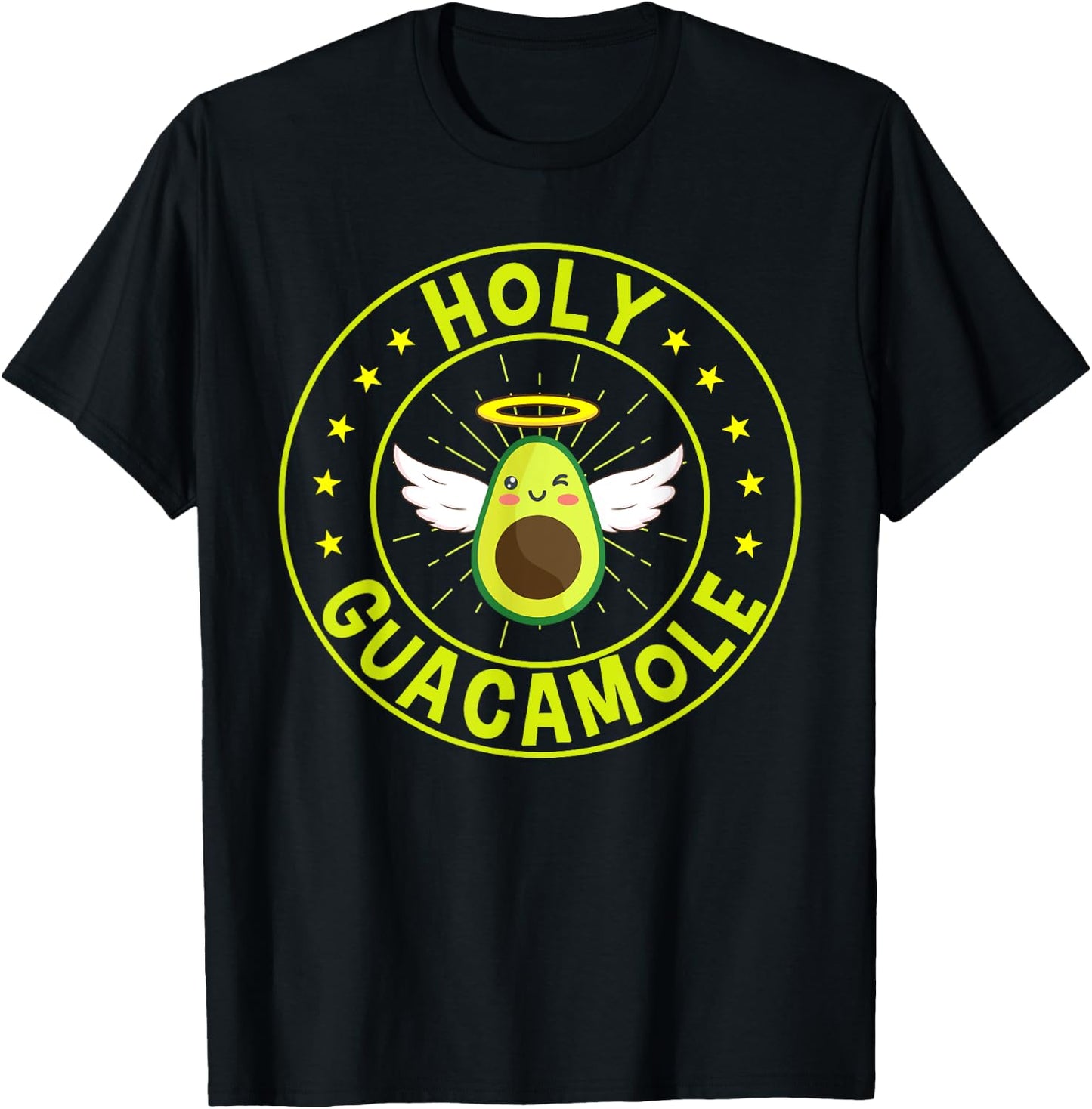 Funny Holy Guacamole Angel Mexican Food Avocado T-Shirt - T-Shirt | Black