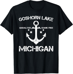 GOSHORN LAKE MICHIGAN Funny Fishing Camping Summer Gift T-Shirt - T-Shirt | Black