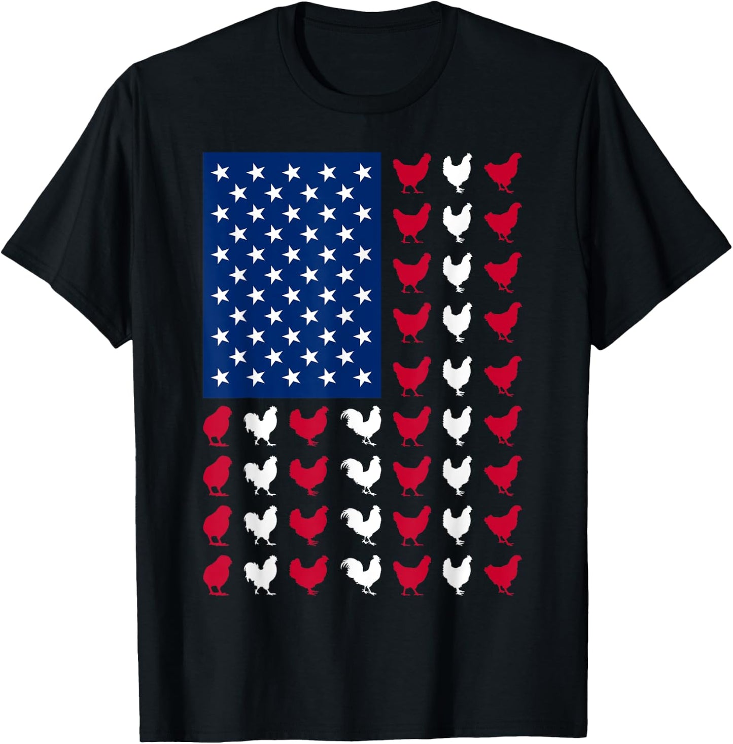 4th of July Chicken Lovers Funny USA American Flag Patriotic T-Shirt - T-Shirt | Black