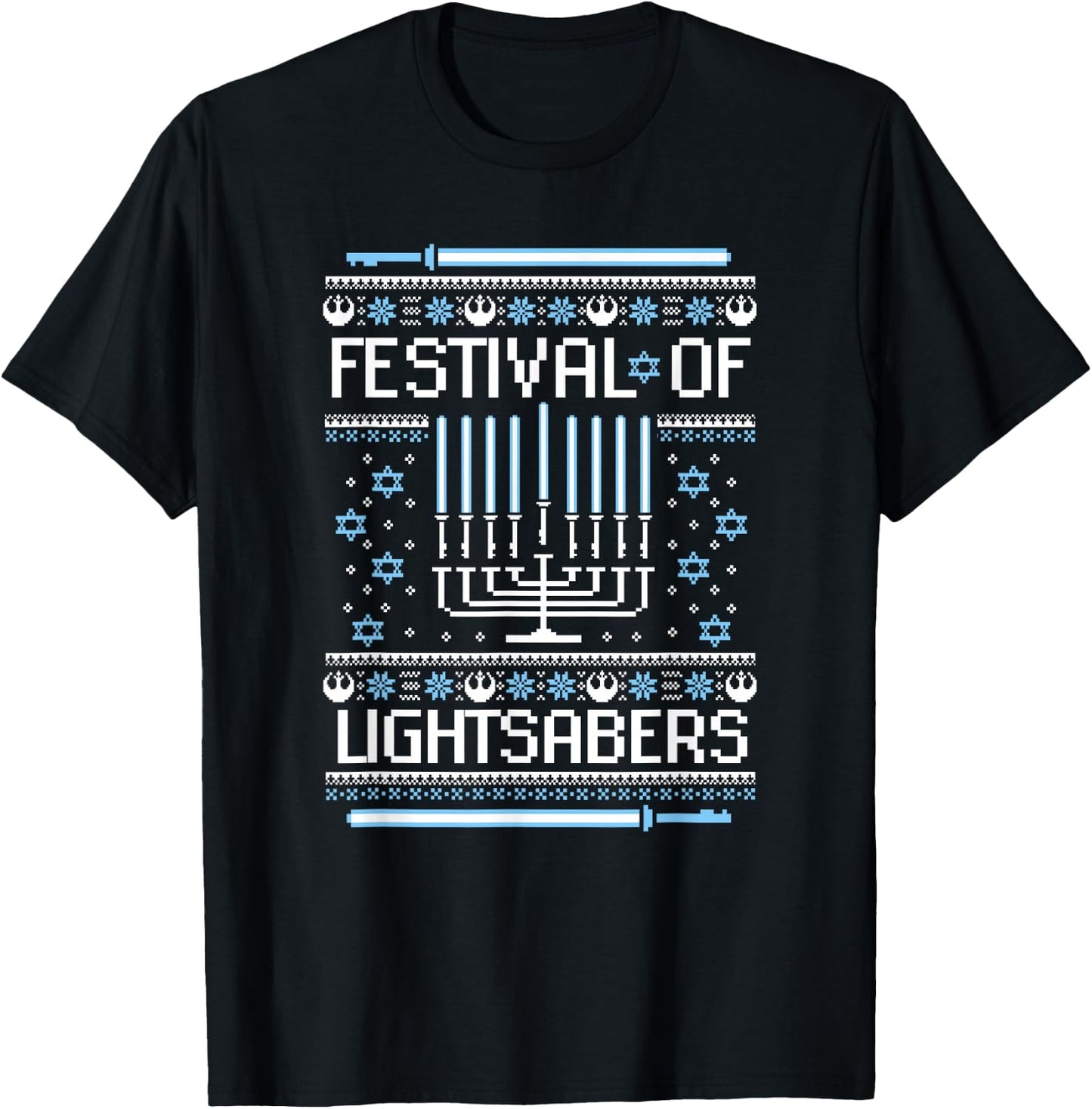 Star Wars Hannukah Festival Of Lightsabers T-Shirt - T-Shirt | Black