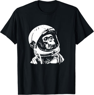 Vintage Space Travel Astronaut Monkey T-Shirt - T-Shirt | Black