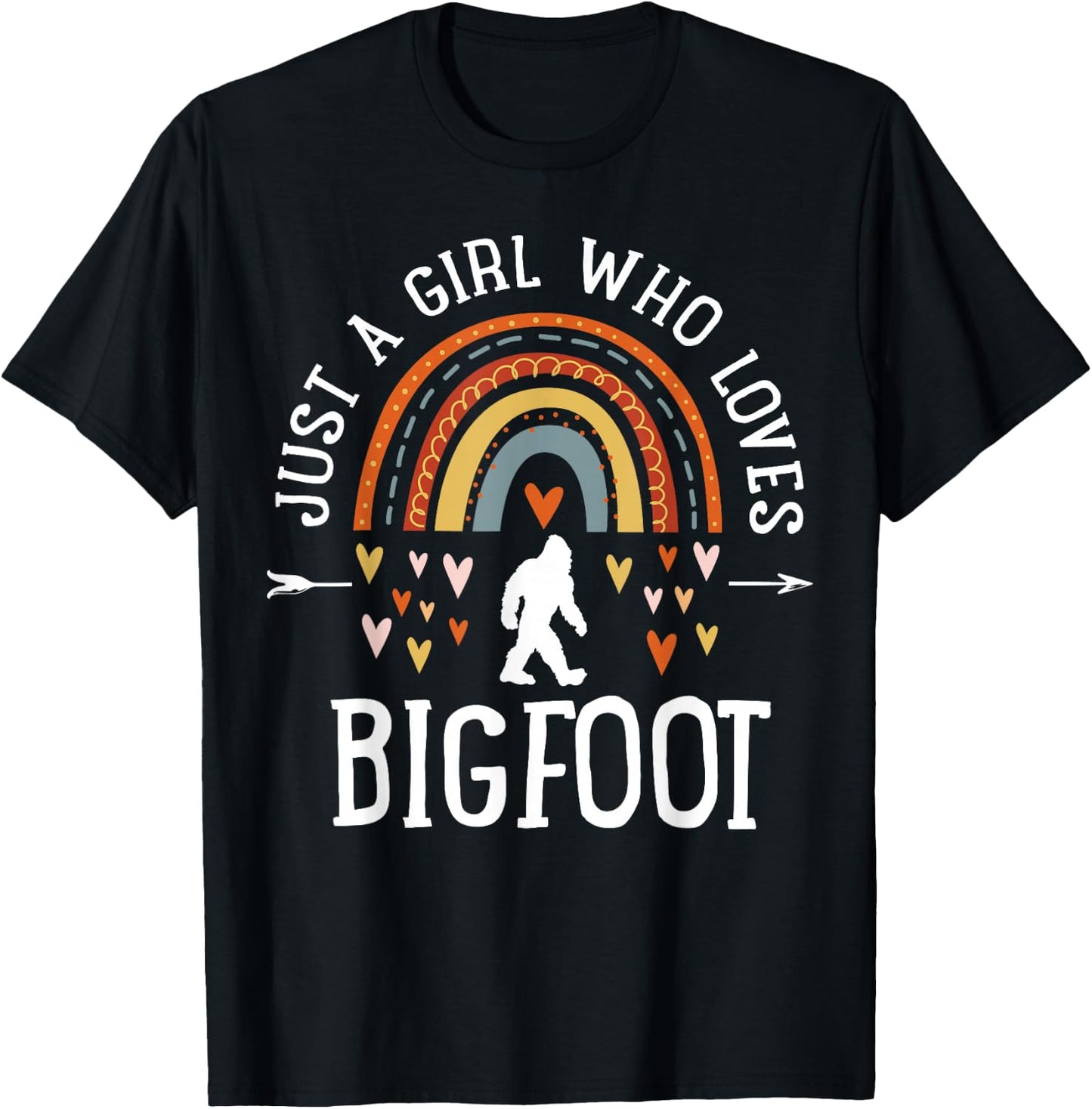 Just A Girl Who Loves Bigfoot Rainbow Gifts Bigfoot Lover T-Shirt - T-Shirt | Black