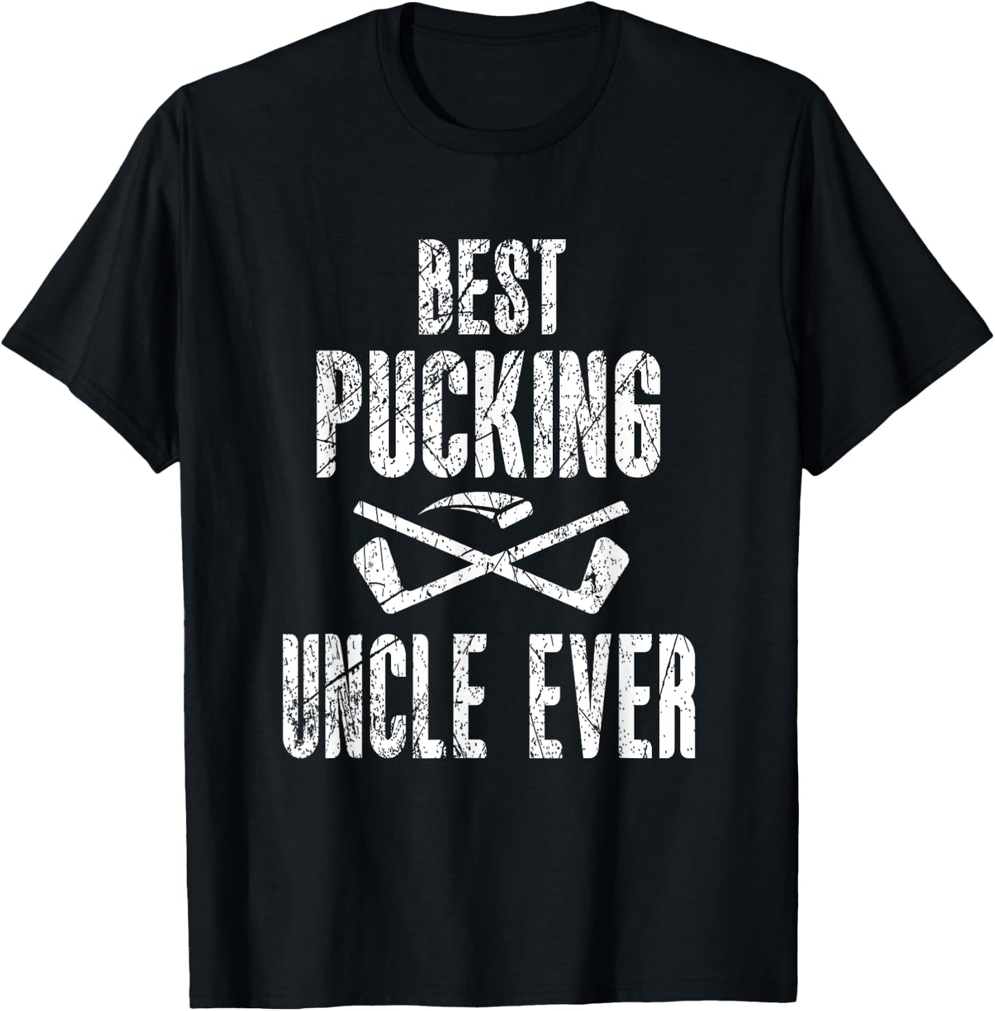 Hockey Uncle Best Pucking Uncle Ever Hockey Fan T-Shirt - T-Shirt | Black