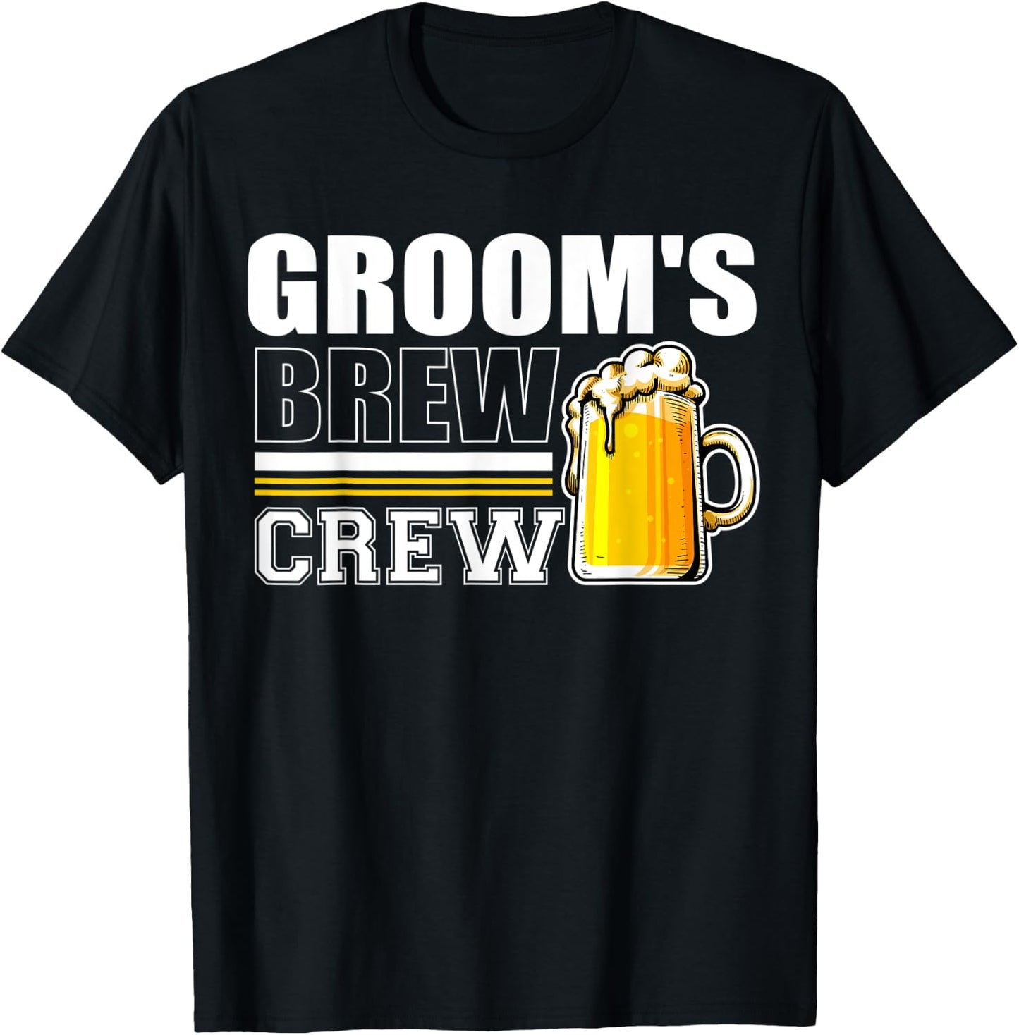 Groom's Brew Crew Drinking Wedding Bachelor Party T-Shirt - T-Shirt | Black