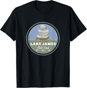 Lake James State Park North Carolina NC Cairn Stone Stack T-Shirt - T-Shirt | Black