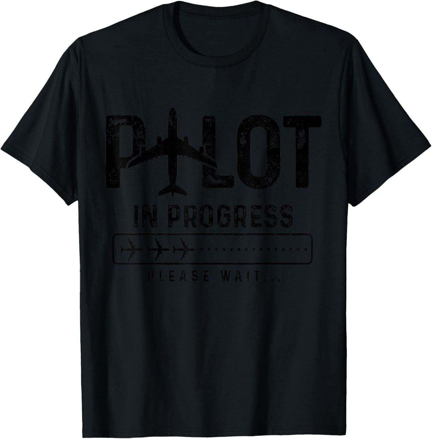 Pilot In Progress Future Airplane Pilot Aviation Funny T-Shirt - T-Shirt | Black