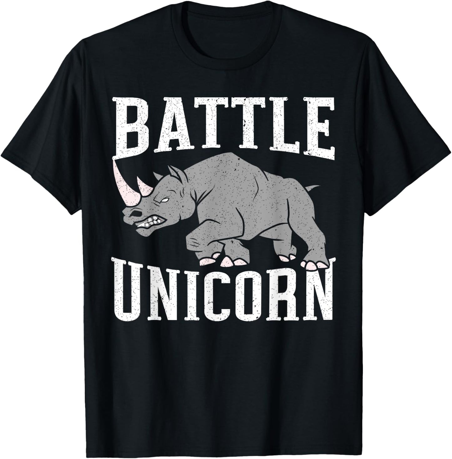 Battle Unicorn Rhinocerus Wildlife Animal Herbivore Rhino T-Shirt - T-Shirt | Black