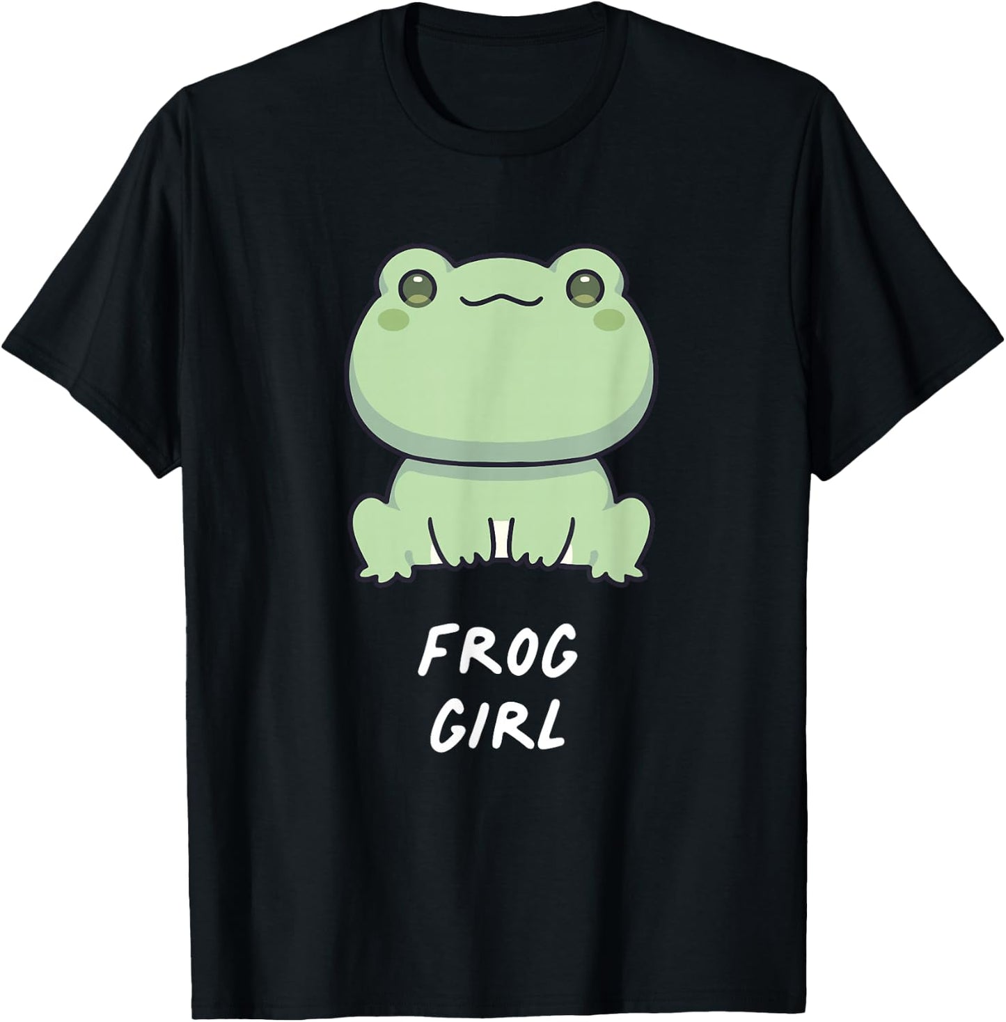 Frog Girl Cute Kawaii Anime Aesthetic Family Ambhibian Lover T-Shirt - T-Shirt | Black