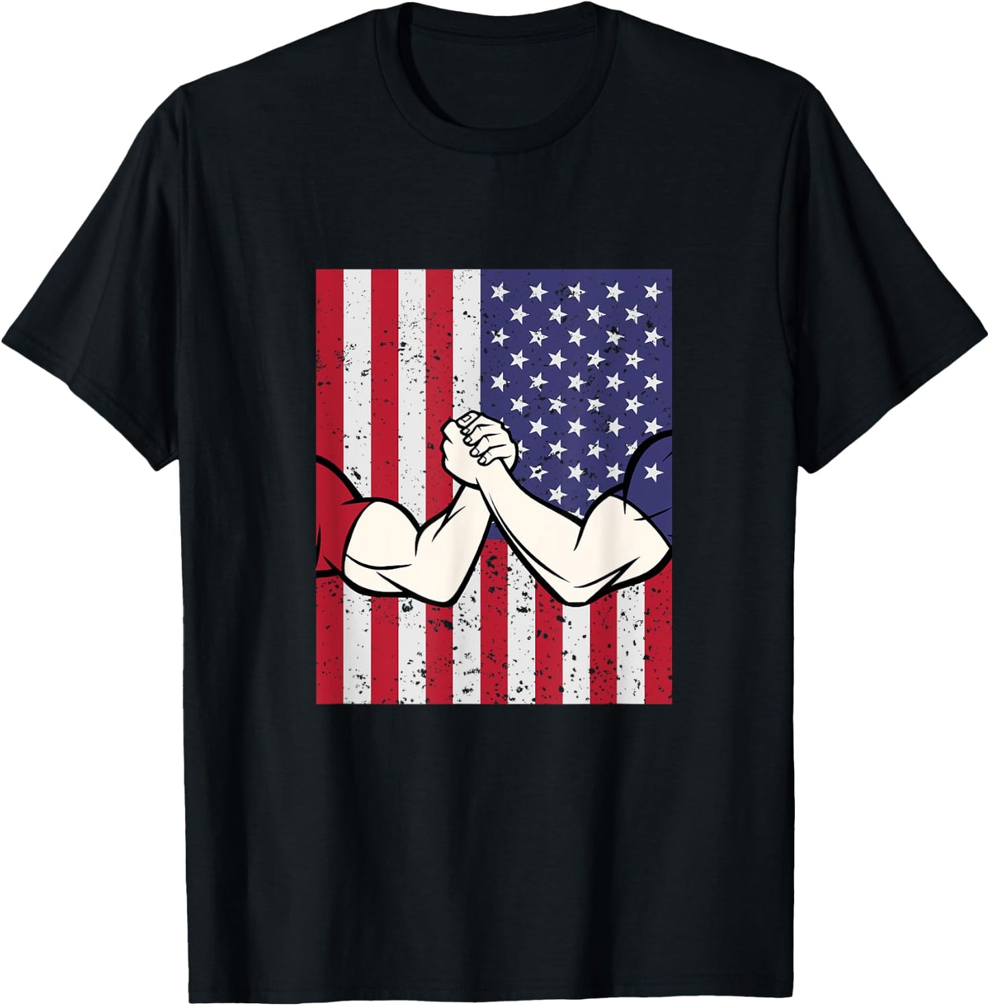 Arm Wrestling Shirt Patriotic Gifts Flag T-Shirt - T-Shirt | Black