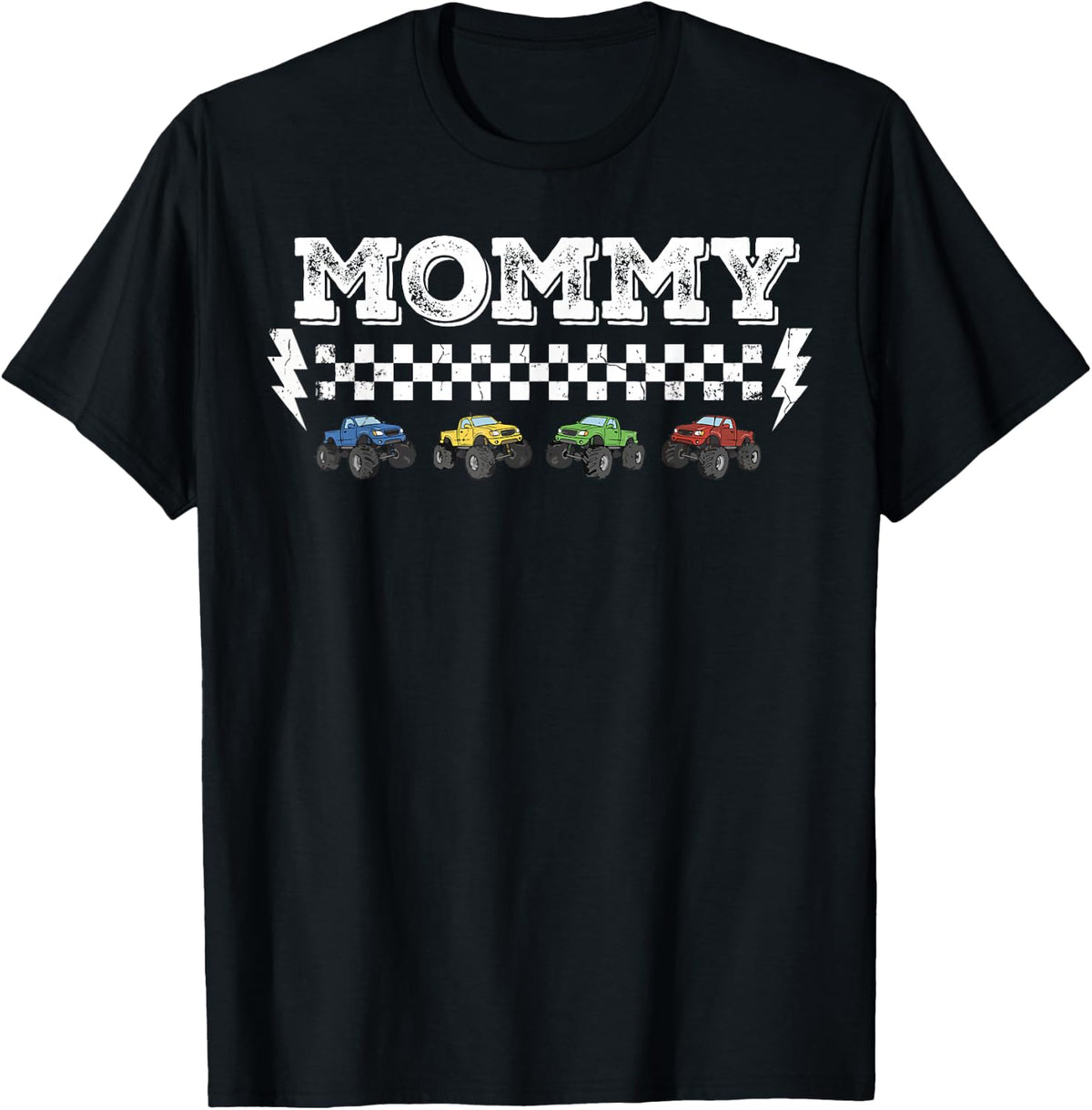 Mommy Monster Truck Matching Family Mommy Birthday Squad T-Shirt - T-Shirt | Black