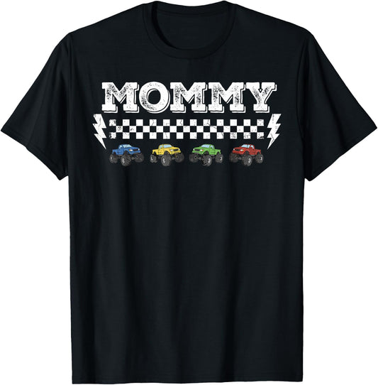 Mommy Monster Truck Matching Family Mommy Birthday Squad T-Shirt - T-Shirt | Black