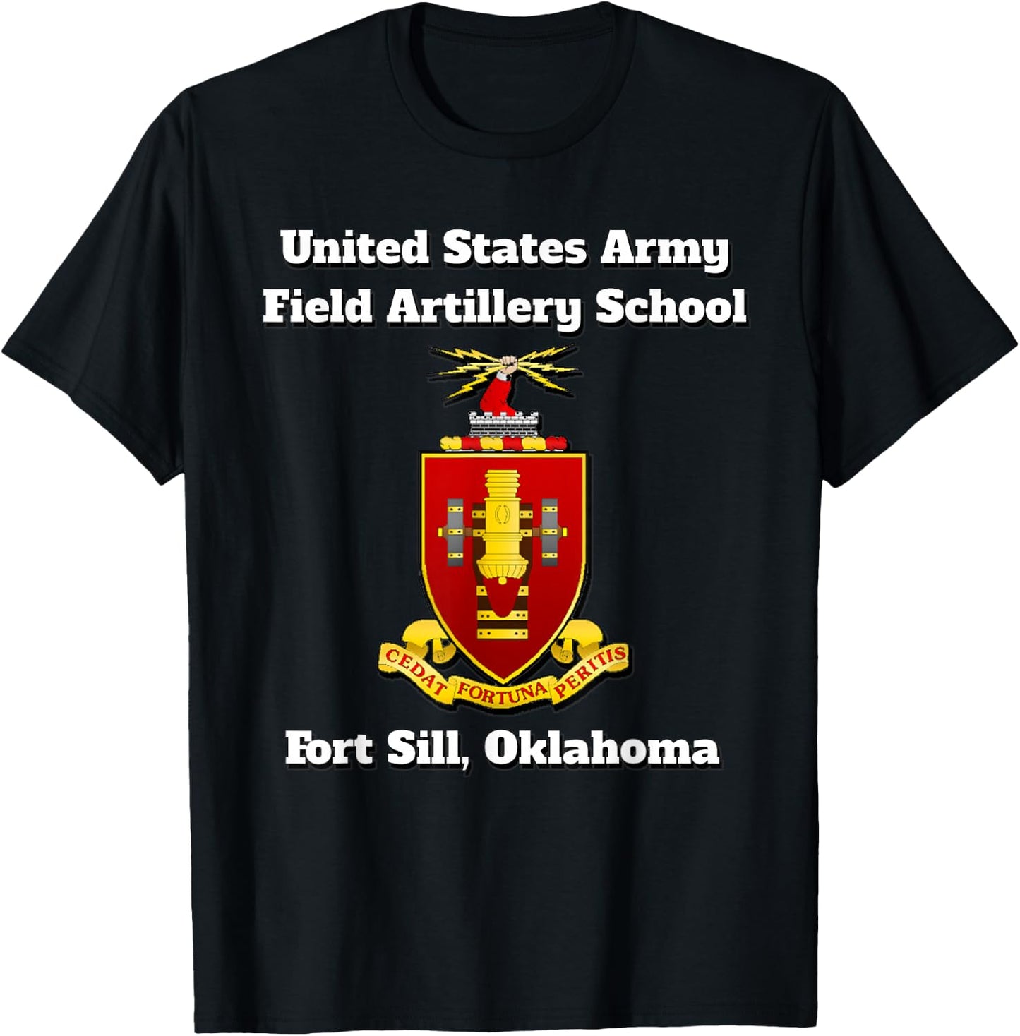 Army Field Artillery School, COA, Fort Sill, Oklahoma print T-Shirt - T-Shirt | Black