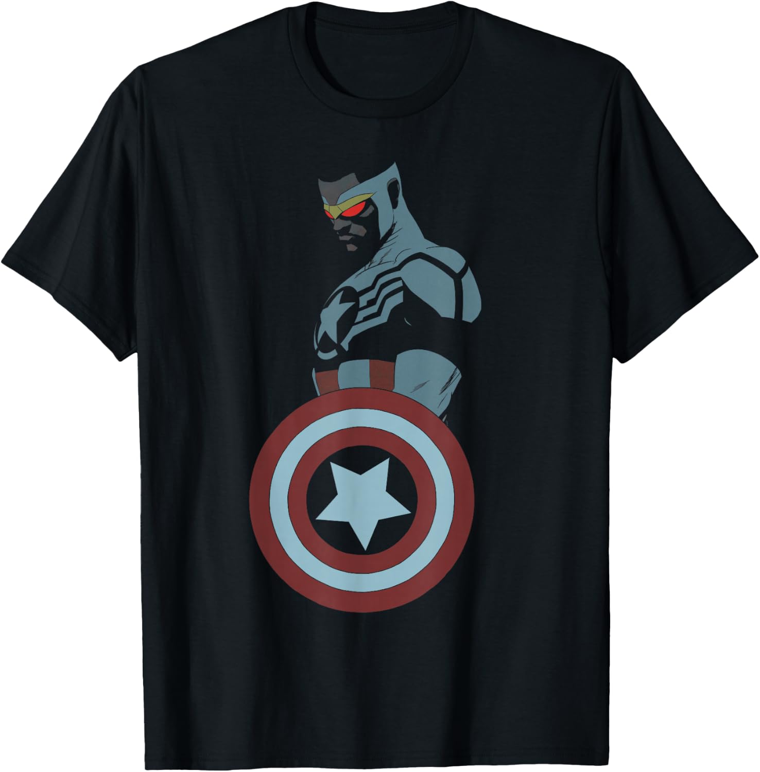 Marvel Avengers Sam Wilson Captain America Portrait T-Shirt - T-Shirt | Black