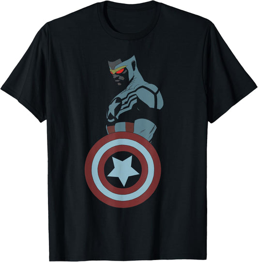 Marvel Avengers Sam Wilson Captain America Portrait T-Shirt - T-Shirt | Black