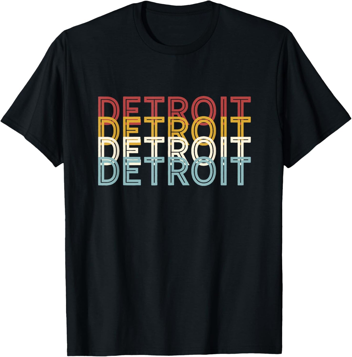 US American City 70's Retro USA - Vintage Detroit T-Shirt - T-Shirt | Black