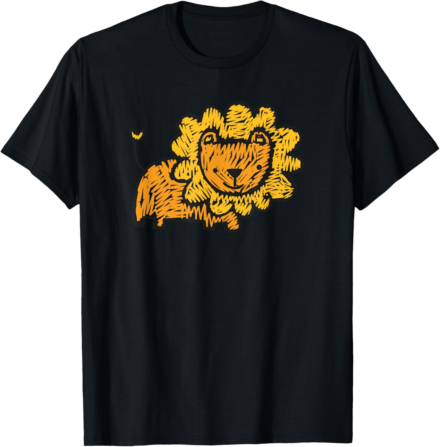 Cute Lion Shirt Funny Kids Animal Drawing T-Shirt - T-Shirt | Black
