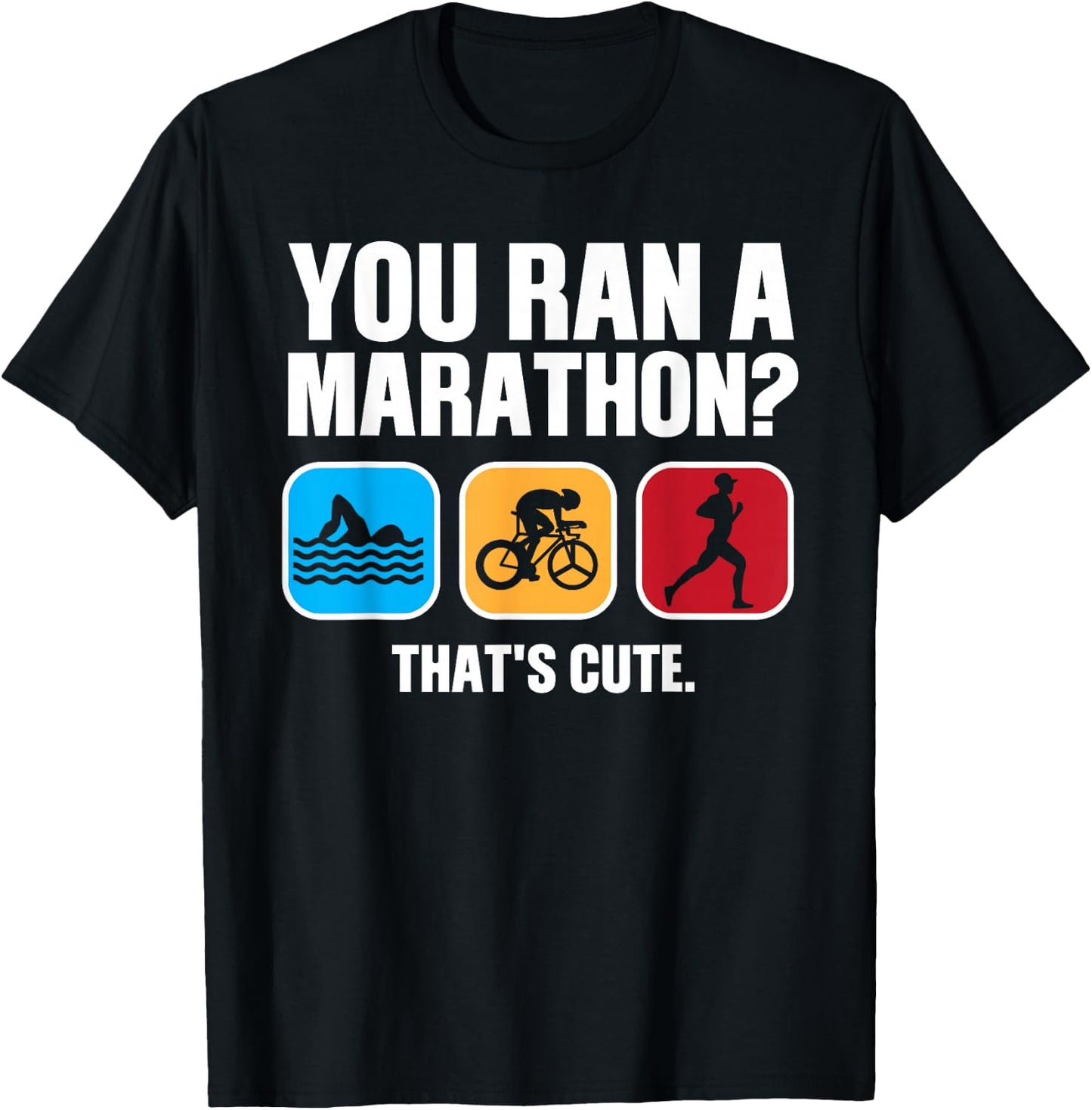 Funny Swim Bike Run Triathlon Design Men Women Triathletes T-Shirt - T-Shirt | Black