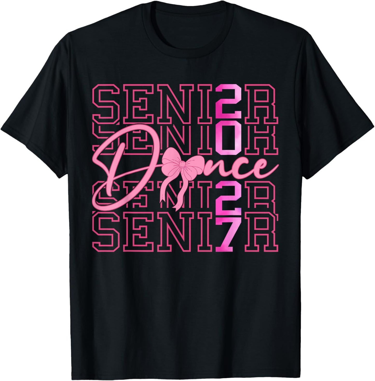 Senior Dance Class of 2027 Coquette Pink Bow Graduation 2027 T-Shirt - T-Shirt | Black