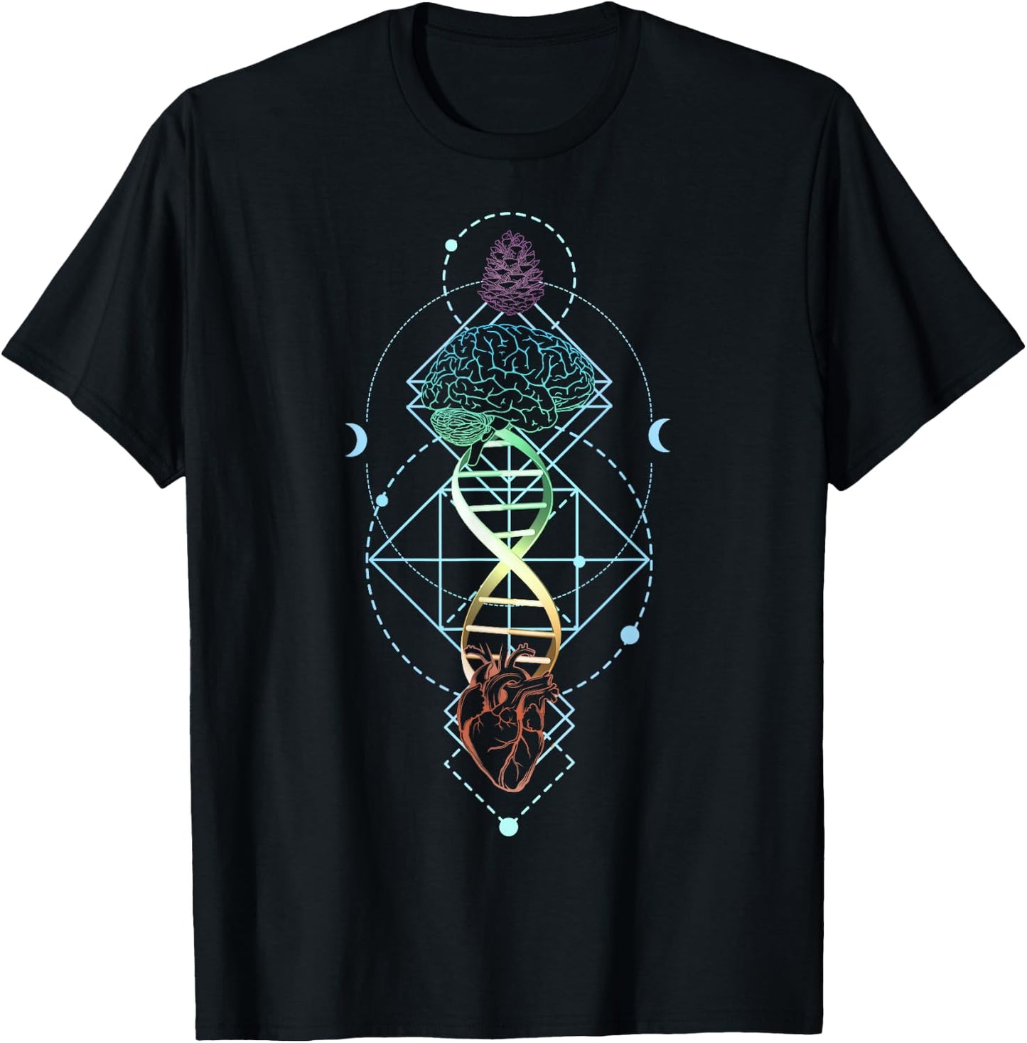Pineal Gland Pine Cone Third Eye Mind Opening Heart T-Shirt - T-Shirt | Black